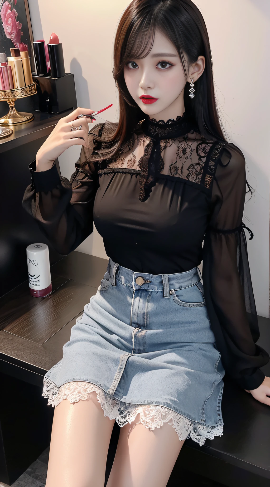 evil female monster、blouse、tight skirts、Evil Fall、dark、brainwash、Brainwashing device、panthyhose、lacy fabric、beauty legs、a choker、Brainwashing makeup、wining、lipsticks