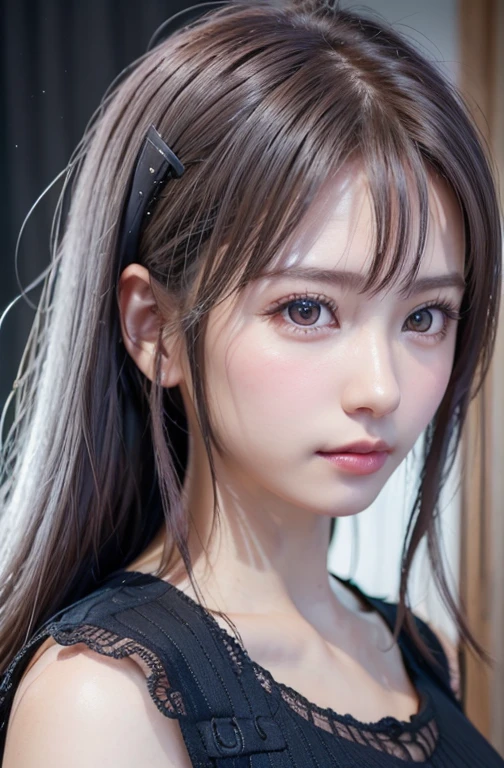 top-quality、8K Masterpiece、超A high resolution、(Photorealsitic:1.3)、Raw photo、1人、silver white hair、poneyTail、glowy skin、1 super beautiful college girl、((super realistic details))、portlate、globalillumination、Shadow、octan render、8K、ultrasharp、highly intricate detail、Realistic light、CGSoation Trends、Beautiful eyes、radiant eyes、Facing the camera、