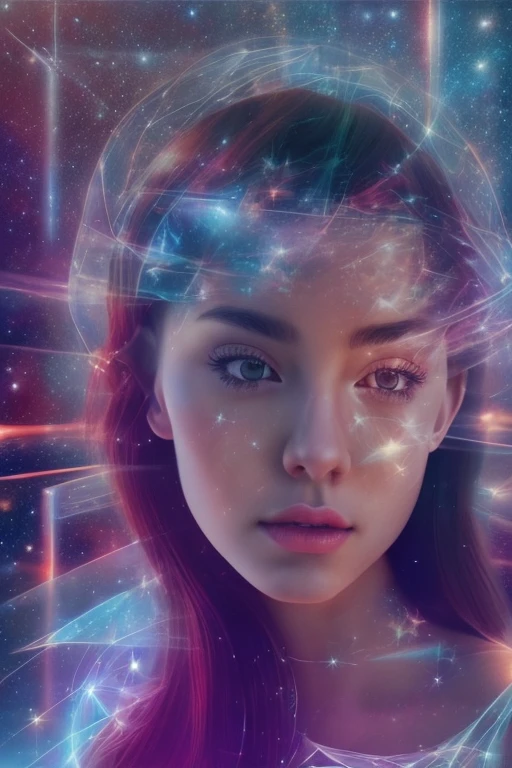 (multiple exposure:1.8),Dubrec style,Girl virtual holographic digital avatar,Futuristic magnificent starry sky image foreground,psychedelic starry sky,In space,Complex illustrations in surrealist art style,Surreal dreams,Become an invisible virtual hologram,Transparent person avatar,Virtual holographic digital image,Surreal art, 4K surrealism, Surreal portrait, Beautiful surreal portrait, hyperrealistic digital art, surreal and fantasy art, hyperrealistic digital art, surrealist portrait, Surreal art, Emotional Surreal Art, fantasy surrealism, 8k surrealism, Surreal conceptual art