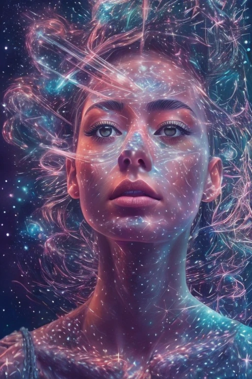 (multiple exposure:1.8),Dubrec style,Girl virtual holographic digital avatar,Futuristic magnificent starry sky image foreground,psychedelic starry sky,In space,Complex illustrations in surrealist art style,Surreal dreams,Become an invisible virtual hologram,Transparent person avatar,Virtual holographic digital image,Surreal art, 4K surrealism, Surreal portrait, Beautiful surreal portrait, hyperrealistic digital art, surreal and fantasy art, hyperrealistic digital art, surrealist portrait, Surreal art, Emotional Surreal Art, fantasy surrealism, 8k surrealism, Surreal conceptual art