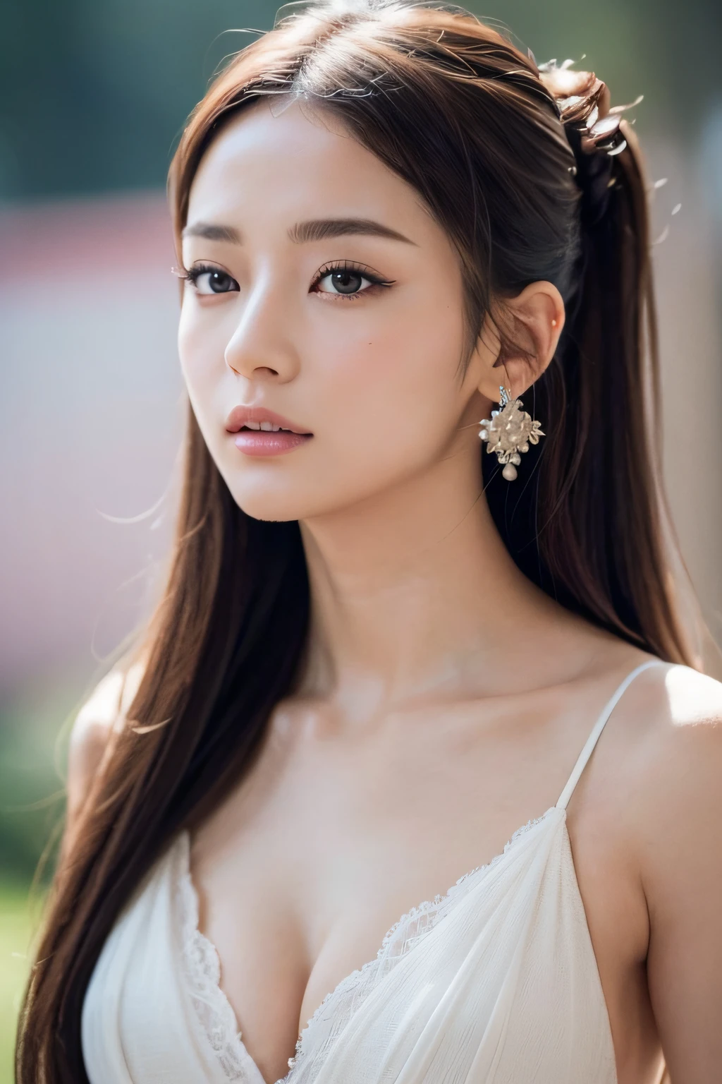 Focus on people。Create and express the best shining composition of the person in a realistic way。((masterpiece))、(((top-quality)))、((ultra-detailliert))、(A hyper-realistic)、(highly detailed CGillustration)、(extremely delicate and beautiful)、Girl a masterpiece、top-quality、Realistic skin feeling、Realistic fabric、We will introduce a realist illustration focusing on the center front of girls with realistic and ultra-detailed eyes.。This is the absolute rule, and the following sentence expresses the image quality。 The greatest painter in human history meets an unparalleled beauty、It is the greatest masterpiece in the history of the Inuiku Ichigo, which depicts the most beautiful figure of a lifetime.。 Create stunning anime artwork that is currently trending on seaStation、Introducing exquisite beauty and seductive aesthetics。Hair is tied up、pesant dress