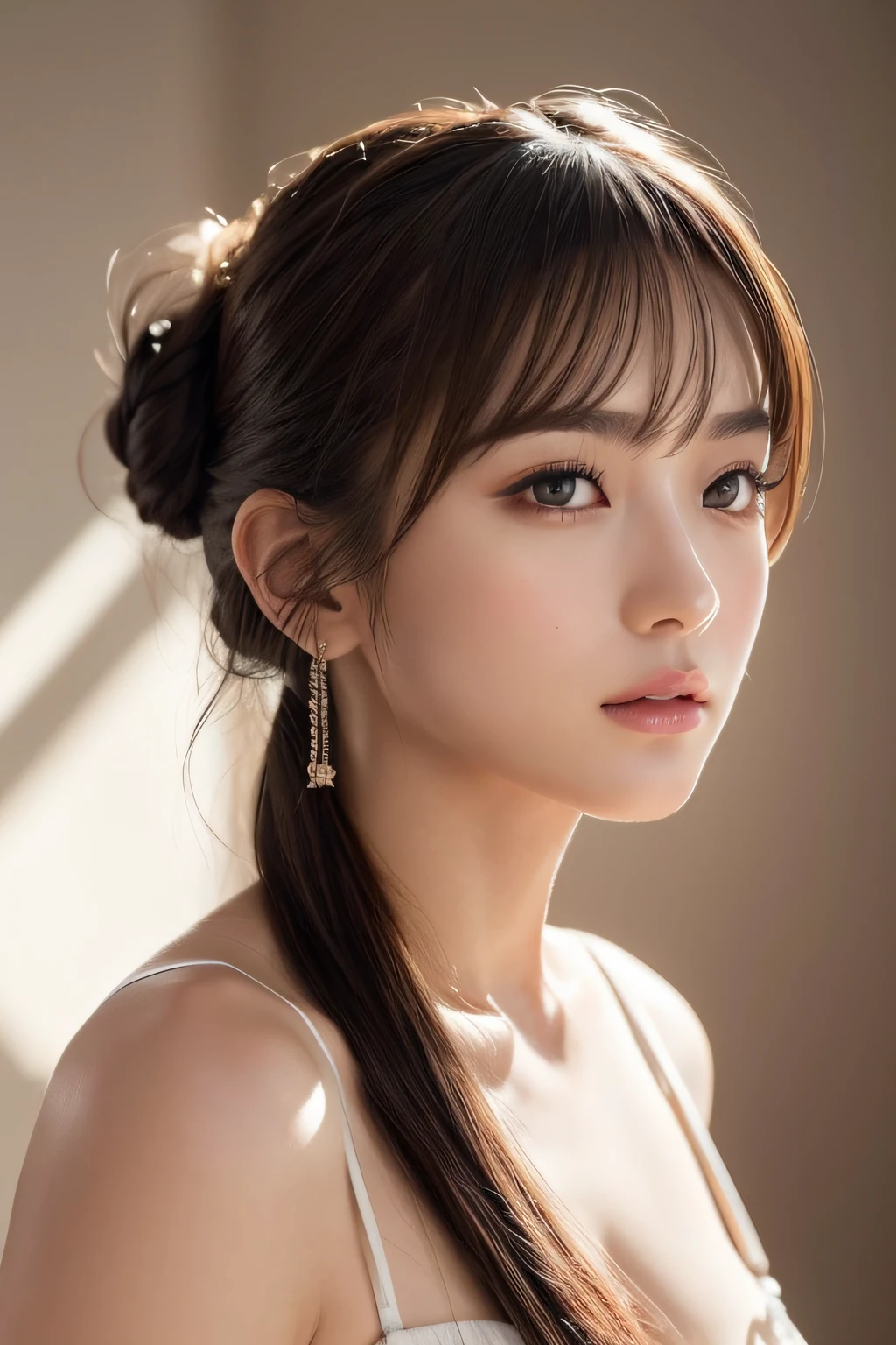 Focus on people。Create and express the best shining composition of the person in a realistic way。((masterpiece))、(((top-quality)))、((ultra-detailliert))、(A hyper-realistic)、(highly detailed CGillustration)、(extremely delicate and beautiful)、Girl a masterpiece、top-quality、Realistic skin feeling、Realistic fabric、We will introduce a realist illustration focusing on the center front of girls with realistic and ultra-detailed eyes.。This is the absolute rule, and the following sentence expresses the image quality。 The greatest painter in human history meets an unparalleled beauty、It is the greatest masterpiece in the history of the Inuiku Ichigo, which depicts the most beautiful figure of a lifetime.。 Create stunning anime artwork that is currently trending on seaStation、Introducing exquisite beauty and seductive aesthetics。Hair is tied up、pesant dress