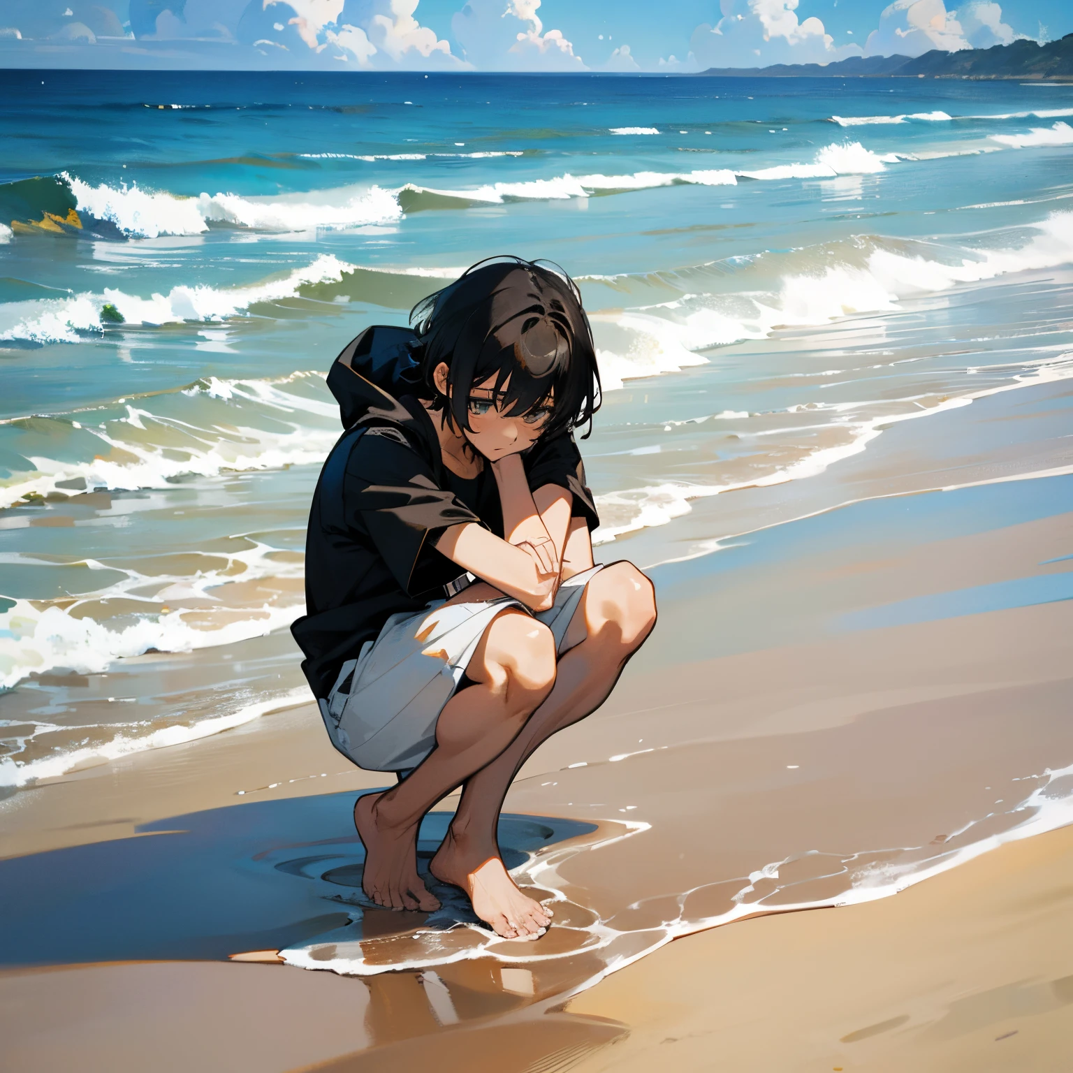 1girl, (solo), short ponytail hair, black hair, flat chest, black eyes, small size, tanned skin, perverted face, red cheeks, naked, full body, very lots of cum on sex, penis in vagina, sitting, (day), sunny, castle, town behind (very sexy body, detailed face, masterpiece, highly detailed, 8k, best quality, vibrant colors, digital art, concept art)