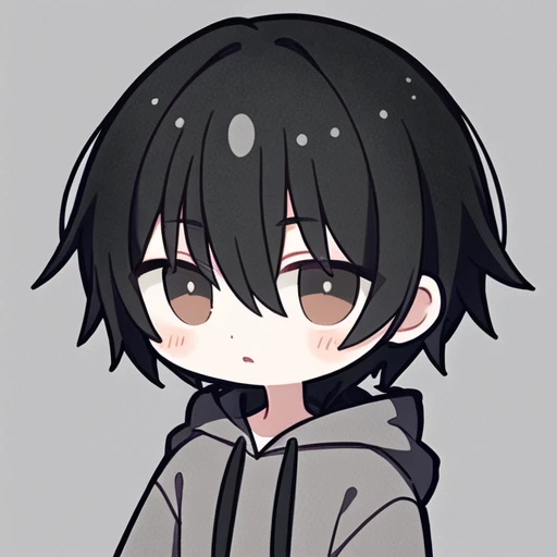 masterpiece,1boy,black hair,light gray hoodie,