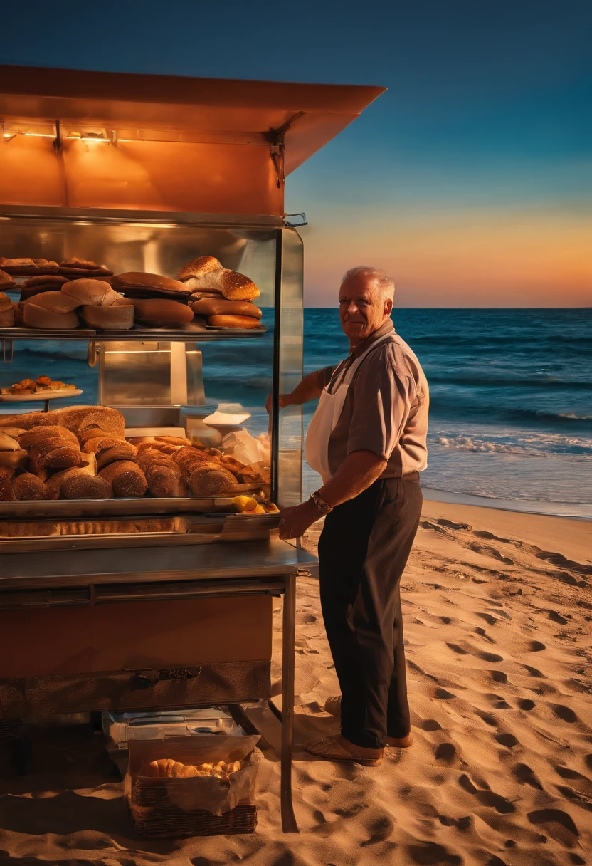 A photo of a beautiful sunset over the beach,original,Angry deli dude is a middle aged Italian man that works at a deli making sandwiches