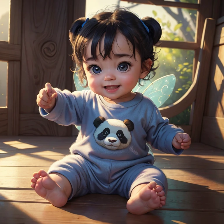 (masterpiece), (best quality), (ultra-detailed), (full body:1.2), Super cute, Baby, Pixar, Baby panda in pajamas, Big bright eyes, Fluffy, Smile, Delicate and fine, Fairy tales, Incredibly high detailed, Pixar style, Bright color palette, Natural light, Simple background with pure color, Octane render, Trending on Artstation, Gorgeous, Ultra wide angle, 8k, HD, Realistic