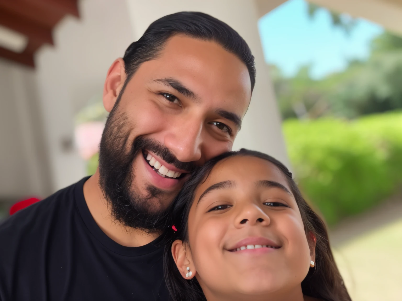 there is a man and a little girl that are smiling, with a kid, taken on iphone 14 pro, taken on iphone 1 3 pro, mixed art, father with child, joel torres, exploitable image, no background, profile picture 1024px, charli bowater and artgeem, a still of a happy, alex flores