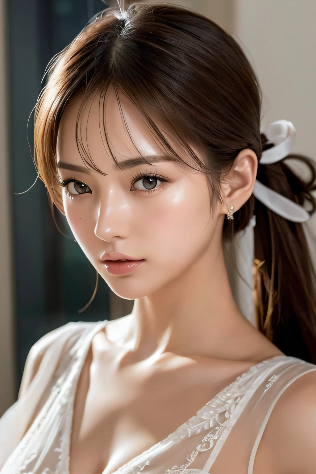 Focus on people。Create and express the best shining composition of the person in a realistic way。((masterpiece))、(((top-quality)))、((ultra-detailliert))、(A hyper-realistic)、(highly detailed CGillustration)、(extremely delicate and beautiful)、Girl a masterpiece、top-quality、Realistic skin feeling、Realistic fabric、We will introduce a realist illustration focusing on the center front of girls with realistic and ultra-detailed eyes.。This is the absolute rule, and the following sentence expresses the image quality。 The greatest painter in human history meets an unparalleled beauty、It is the greatest masterpiece in the history of the Inuiku Ichigo, which depicts the most beautiful figure of a lifetime.。 Create stunning anime artwork that is currently trending on seaStation、Introducing exquisite beauty and seductive aesthetics。Hair is tied up、pesant dress