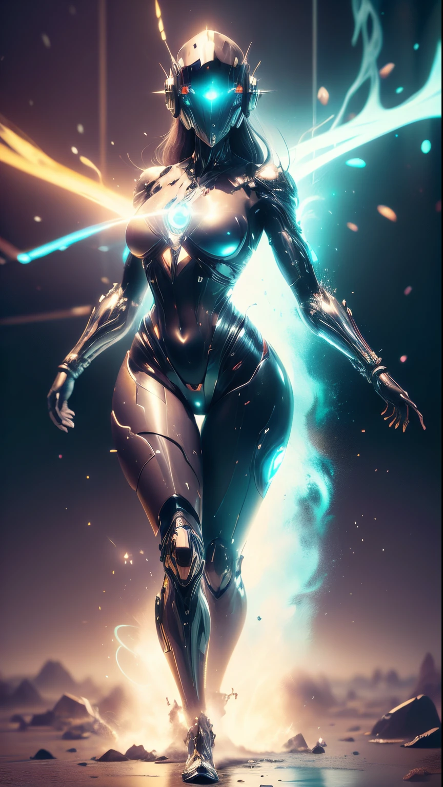 ((mejor calidad)), ((obra maestra)), (detallado: 1.4), ....3D,  woman in thick neon and protective armor with generative helmet ai cyberpunk voluminous hair, light particules, Pure energy, caos, antitech, HDR (High Dymanic Range), Trazado de rayos ,NVIDIA RTX, Super-Resolution, Irreal 5, Subsurface dispersion, PBR texturizado, posprocesamiento, Anisotropic filtering, profundidad de campo, Maximum clarity and sharpness, Texturas multicapa, Albedo y mapas especulares, sombreado de superficie, Accurate simulation of light-material interaction,proporciones perfectas,octane representation,two tone lighting,apertura amplia,ISO bajo,balance de blancos,Regla de los tercios,RAW 8K