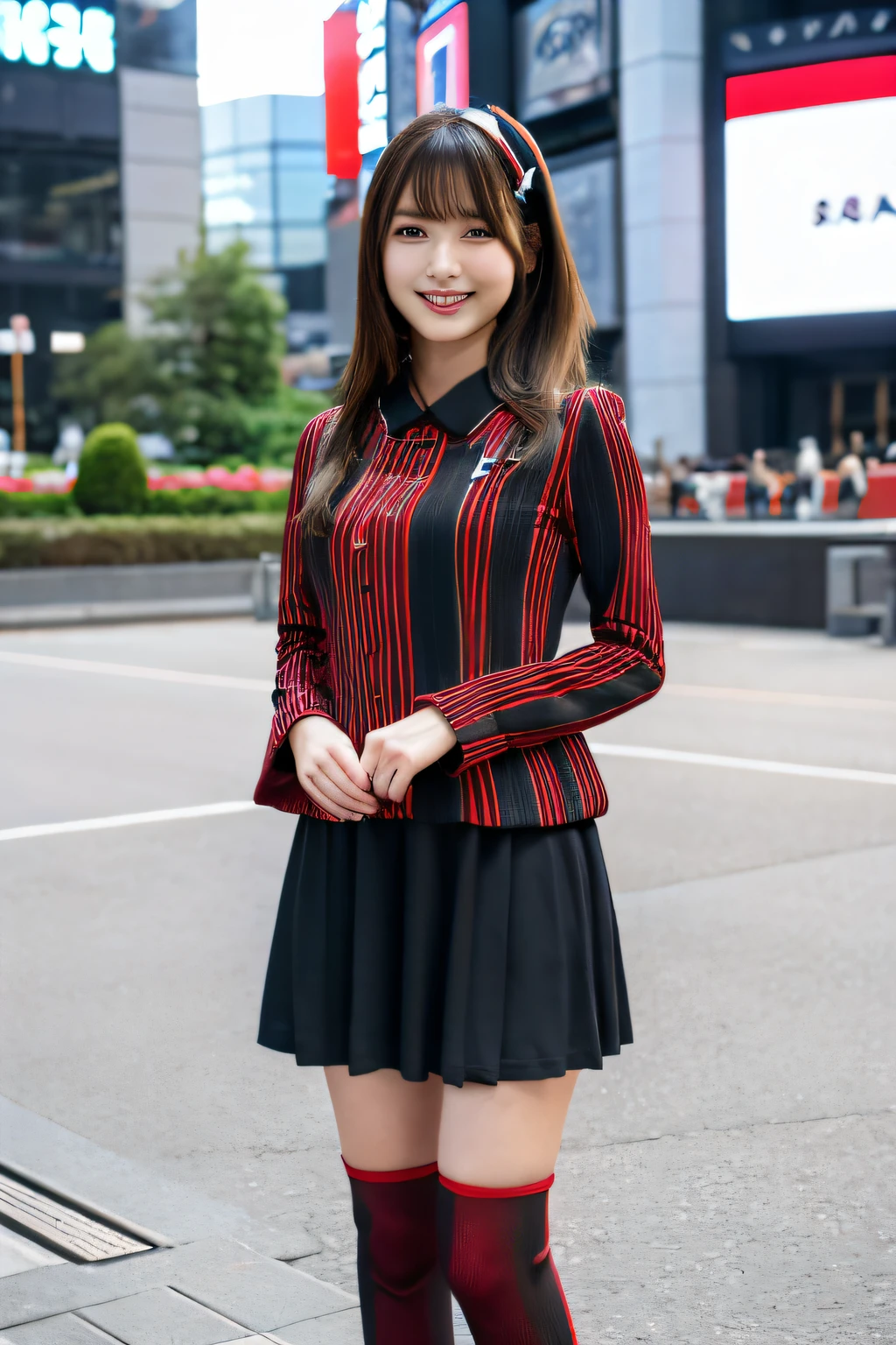 high-definition picture,1 japanese girl, Idle image,enako&#39;s photo,fullbody image,Photos of beautiful women,,full body warframe, complex pattern, energy line, kawaii faces， elegent, red and black vertical striped uniform,AC Milan， Solo, Idle image,fullbody image, Soccer Ground，Dramatic Lighting,, (masutepiece:1.2), Best Quality, High resolution, Beautiful detailed beauties, Extremely detailed, Perfect Lighting,Perfect Woman,full bodyesbian,Smiling and looking at the camera,full bodyesbian,A photo from a little further away,real enako,full bodyesbian