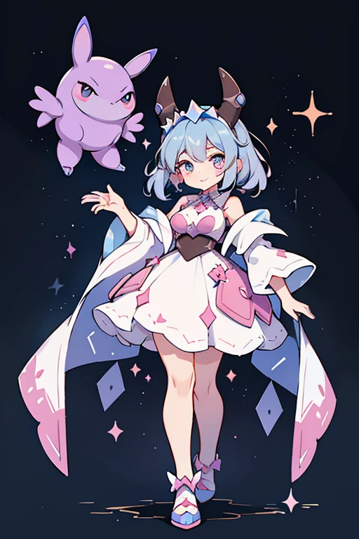 (best quality, masterpiece, highres:1.2), detailed, Magical girls, cute mascots, colorful costumes, walking sticks, hearts and flowers soar in the background, seduce, lewd, open chest, shy mood
