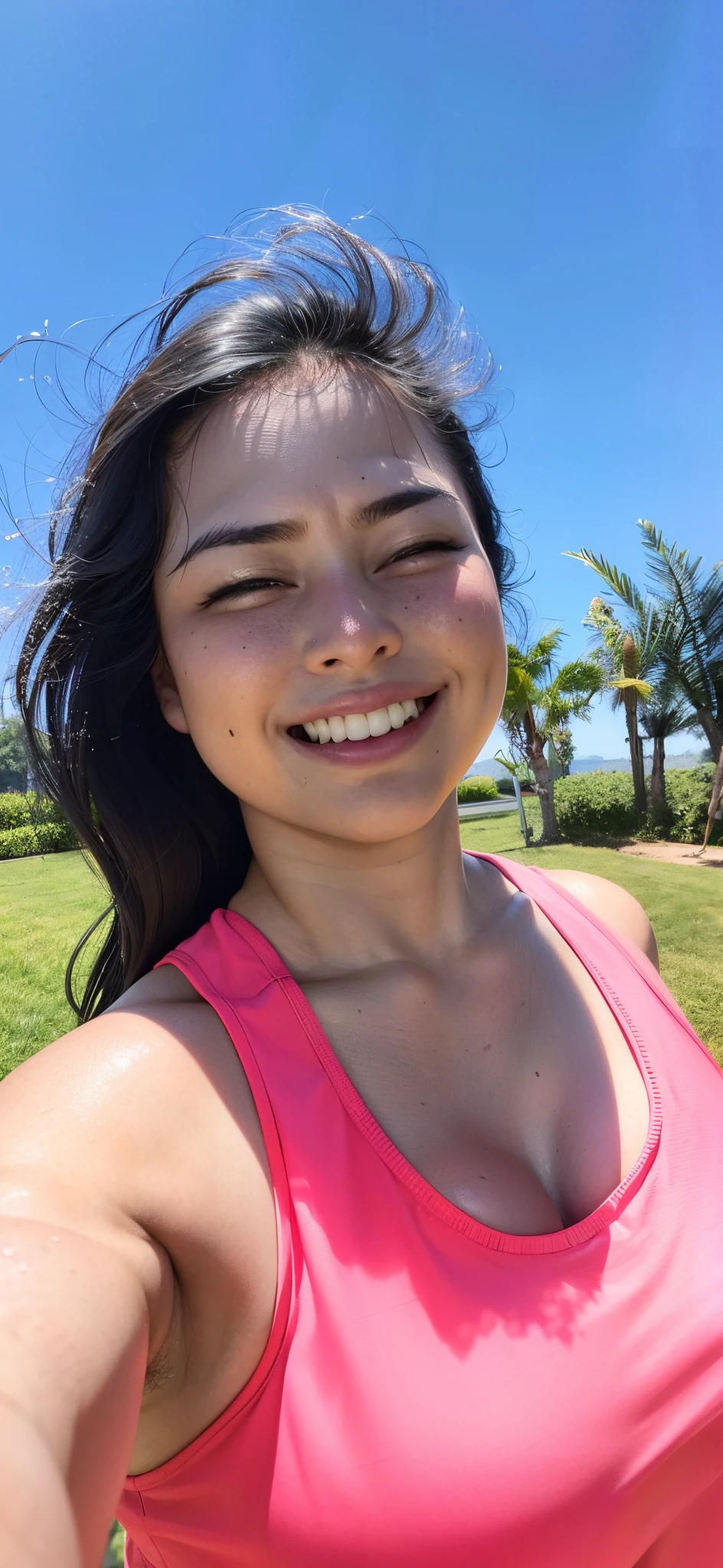 smiling woman in pink blouse standing in a grassy area with trees, 2 8 anos, 2 7 anos, 2 9 anos, gemma chen, Mulher de 30 anos, 3 0 anos de idade mulher, selfie de uma jovem mulher, Meg Kimura, 3 2 anos, happily smiling at the camera, apenas zee, A alegria de, em um dia ensolarado