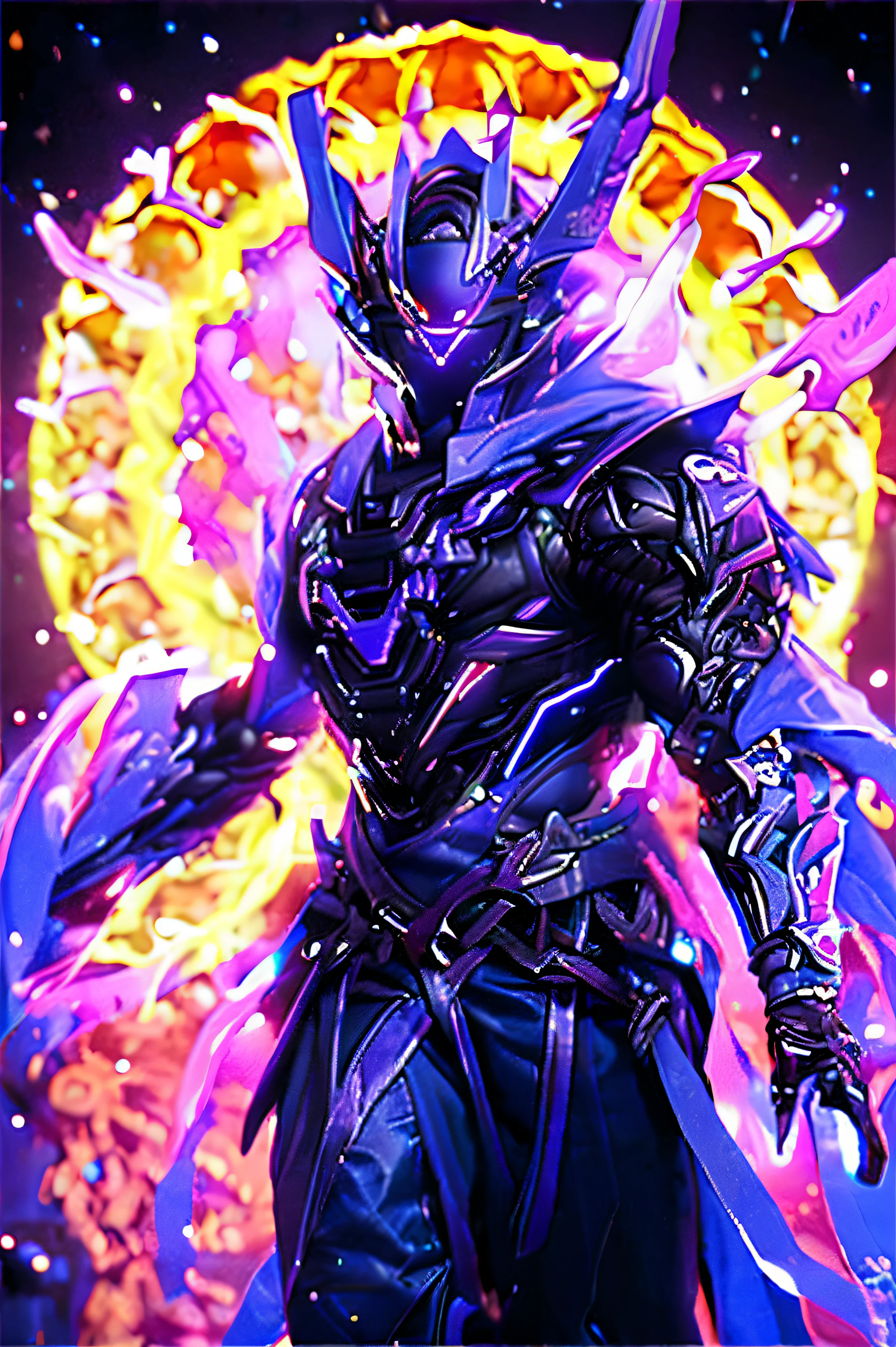 (La mejor calidad,4k,Altas Resoluciones:1.2),Ultra detallado,realista,palacio imperial chino,enorme plaza ancha por la noche bajo la luz de la luna,En pie,a handsome man in dark purple armor and a dragon helmet in a chinese imperial palace,sosteniendo una espada negra en la mano.