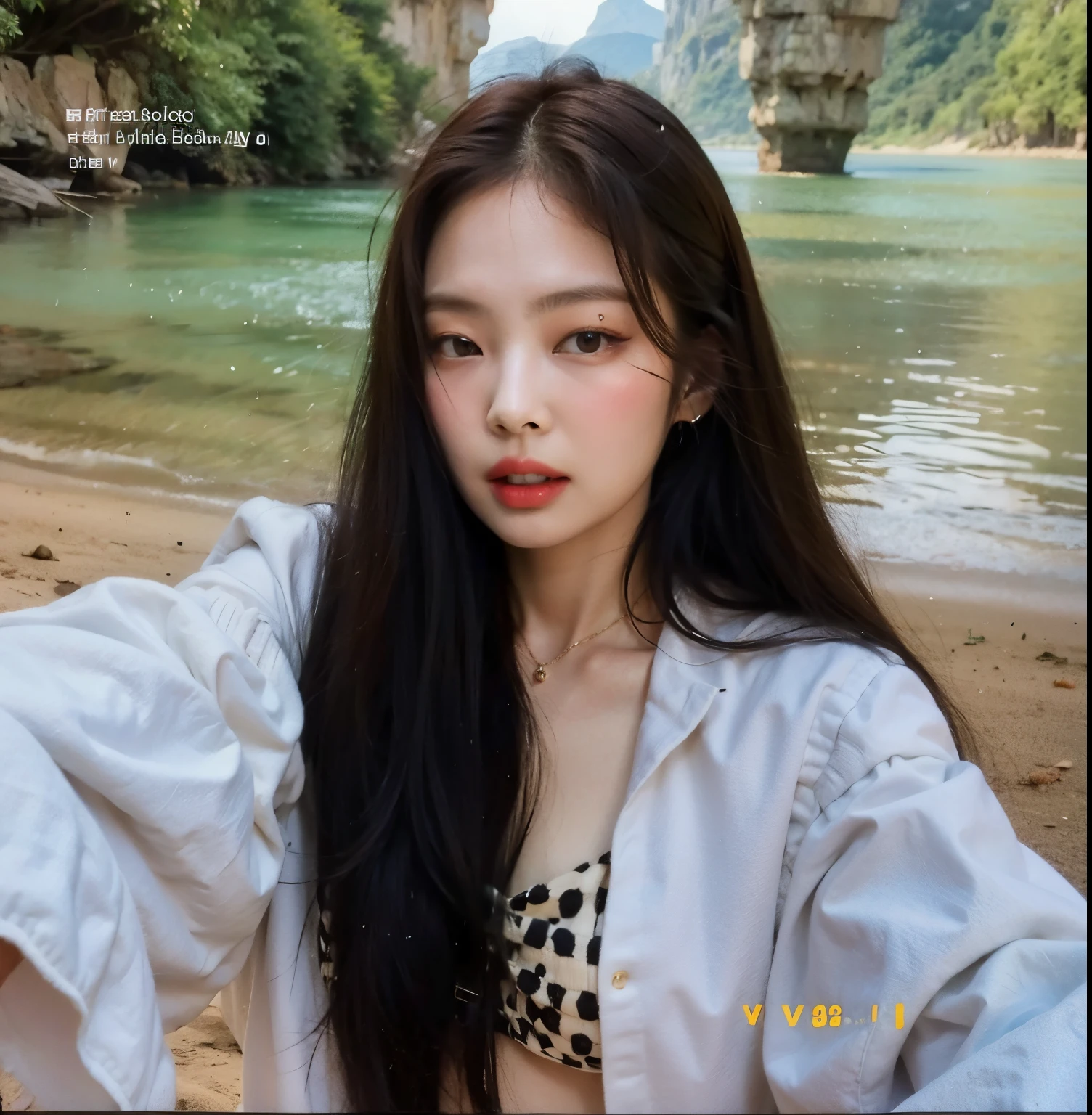 a close up of a woman in a bikini posing for a picture, jennie blackpink, Ulzzang, coreana, Mulher sul-coreana bonita, jossi do blackpink, Lalisa Manobal, TaeJune Kim, Modelo do Instagram, Retrato de Jossi de Blackpink, Gongbi, Yanjun Chengt, Xintong Chen, Jinyoung Canela, quente com sol brilhante