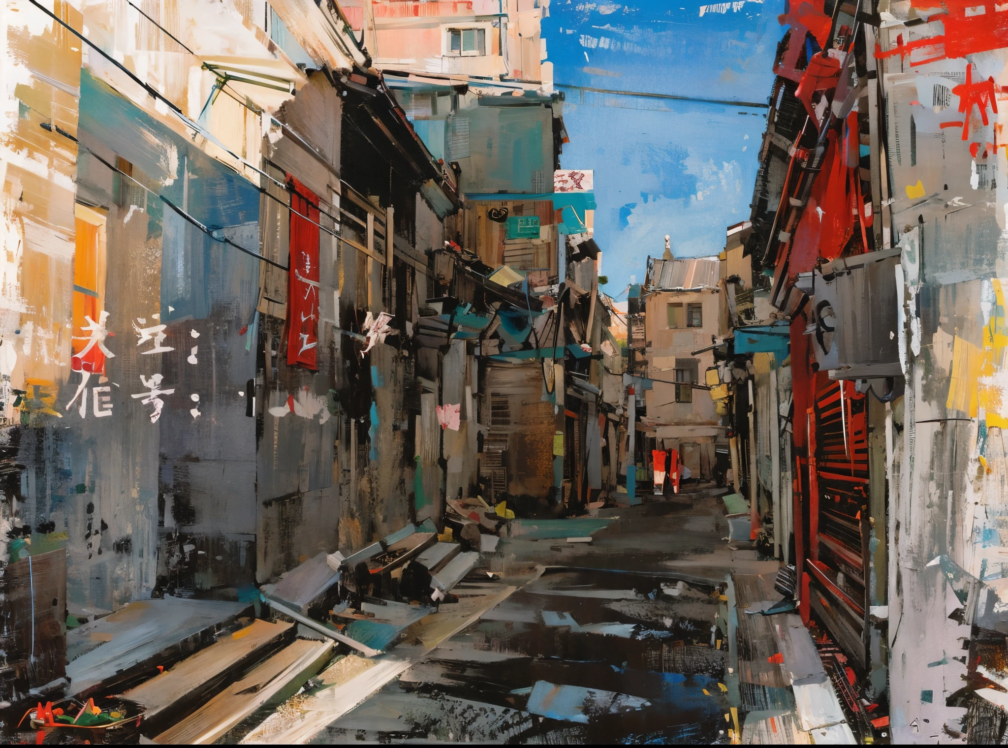 There is a street，There are a lot of buildings, alley, ancient city streets behind her, In a narrow Chinese alley, narrow street, alleys, alleys, old castle, Back alley, narrow street, ruanjia, guangjian, qiangshu, In an alley, old town, cold shades，Gray tones，flagstone road