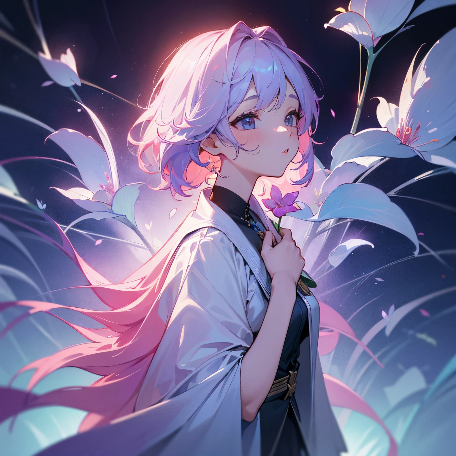 (the Extremely Detailed CG Unity 8K Wallpapers), Lighting, flower sea, Flowers, 1girl in, Upper body, Kpop Idol,