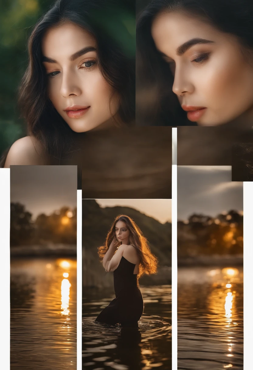 Photos taken by a high-resolution camera,The fine details of the scene are shown。The color palette is dominated by blue and white,Create an atmosphere of harmony and peace。The composition follows the rule of thirds,The stream is babbling,There are faint waves of water,Clear,Long hair woman swimming,Shooting angle:Front or slightly skewed, - Shooting distance:Medium and close-up,The girl's body takes up most of the frame,Highlight the subject – shoot with light:Natural light or soft artificial light,Girls’ bodies have more vivid colors and textures,Girl's skin tone is more natural - photoshoot background:Choose from natural scenery with oceans and rivers,Create a harmonious and unified atmosphere - shooting details:Avoid overexposure or darkness,Use plasticine or other tools to remove unwanted reflections - Photograph action:Make the girl smile or look relaxed at the camera
