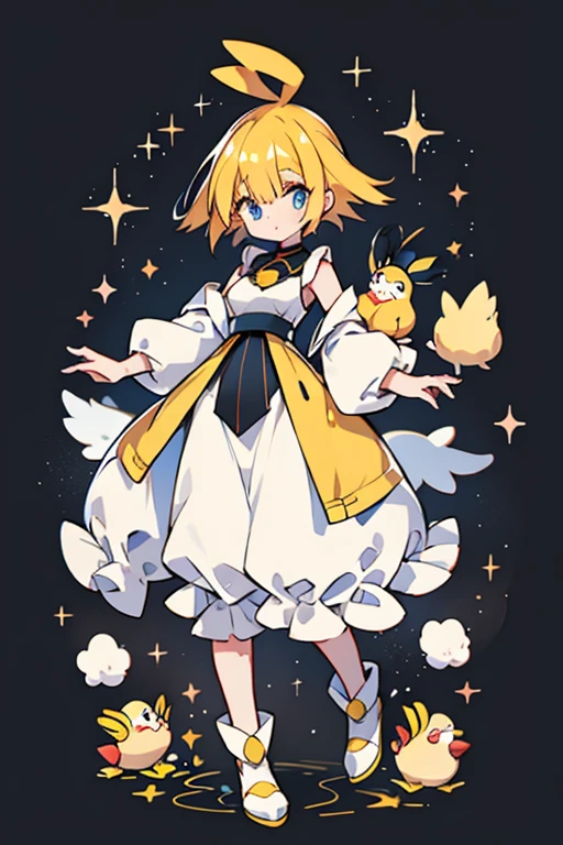human Psyduck pokemon; glitter; full body; outfit Psyduck pokemon inspired