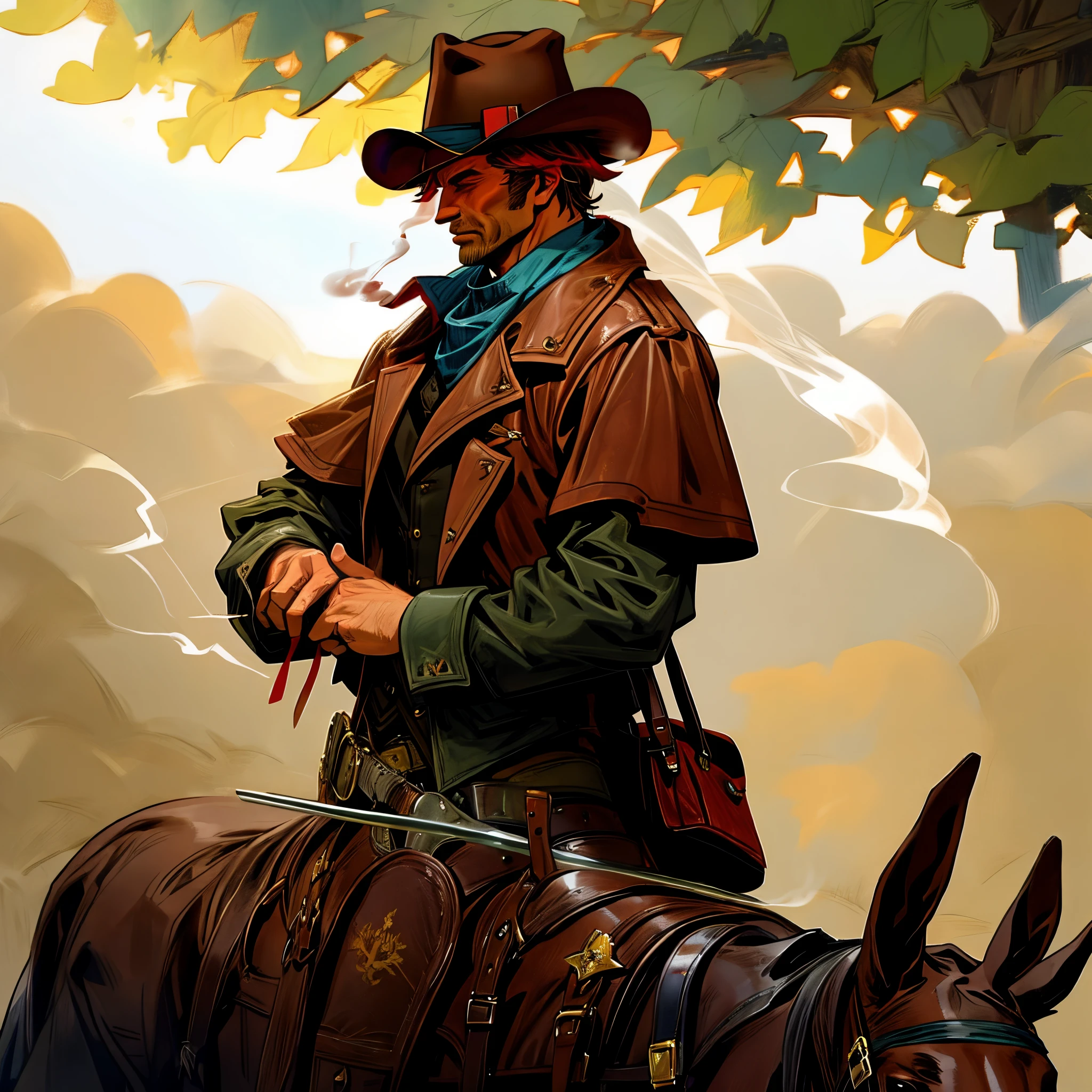 arthur morgan smoking a blunt on a horse