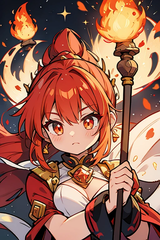 anime style; 3d; glitter; horoscope sign Aries goddess; color red; Ram details; ♈ symbol; garnet stone