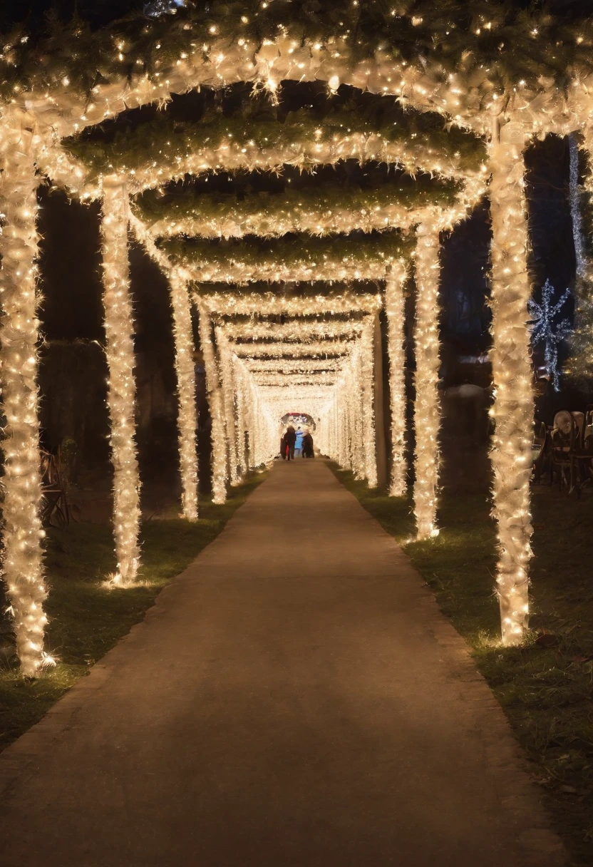 stunning christmas illuminations、Glowing lighting、illuminated tunnel