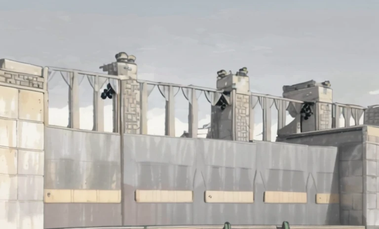 Modern technology military gate,Full of technology,Metallic,military bunker,Armed,There is a muzzle,the great wall