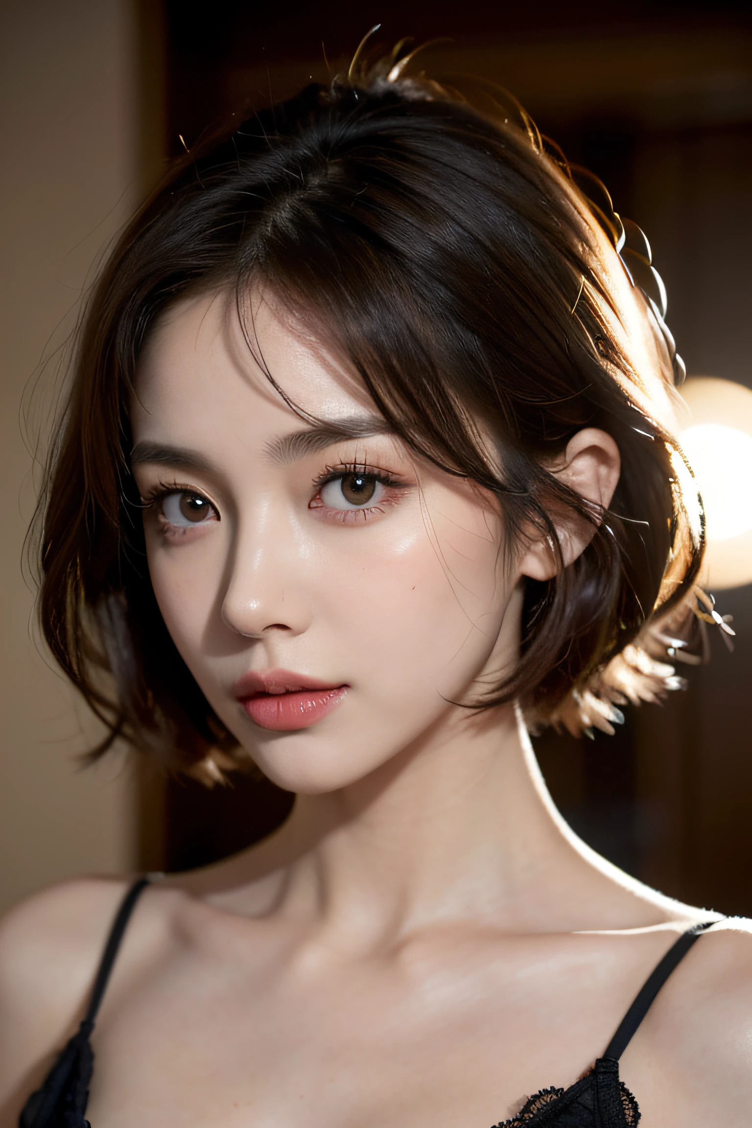 (top-quality,masterpiece),(Japanese Models),(Very beautiful face,Left and right symmetrical eyes,A detailed eye),(so short hair,Brown hair),(Colossal tits),Standing Letter,Fold your hands behind your head,