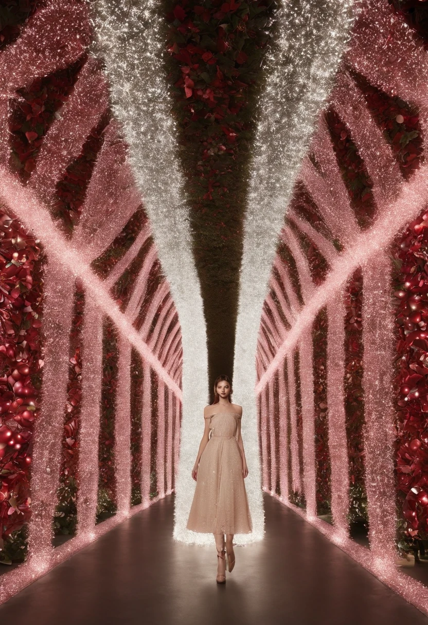 stunning christmas illuminations、Glowing lighting、illuminated tunnel