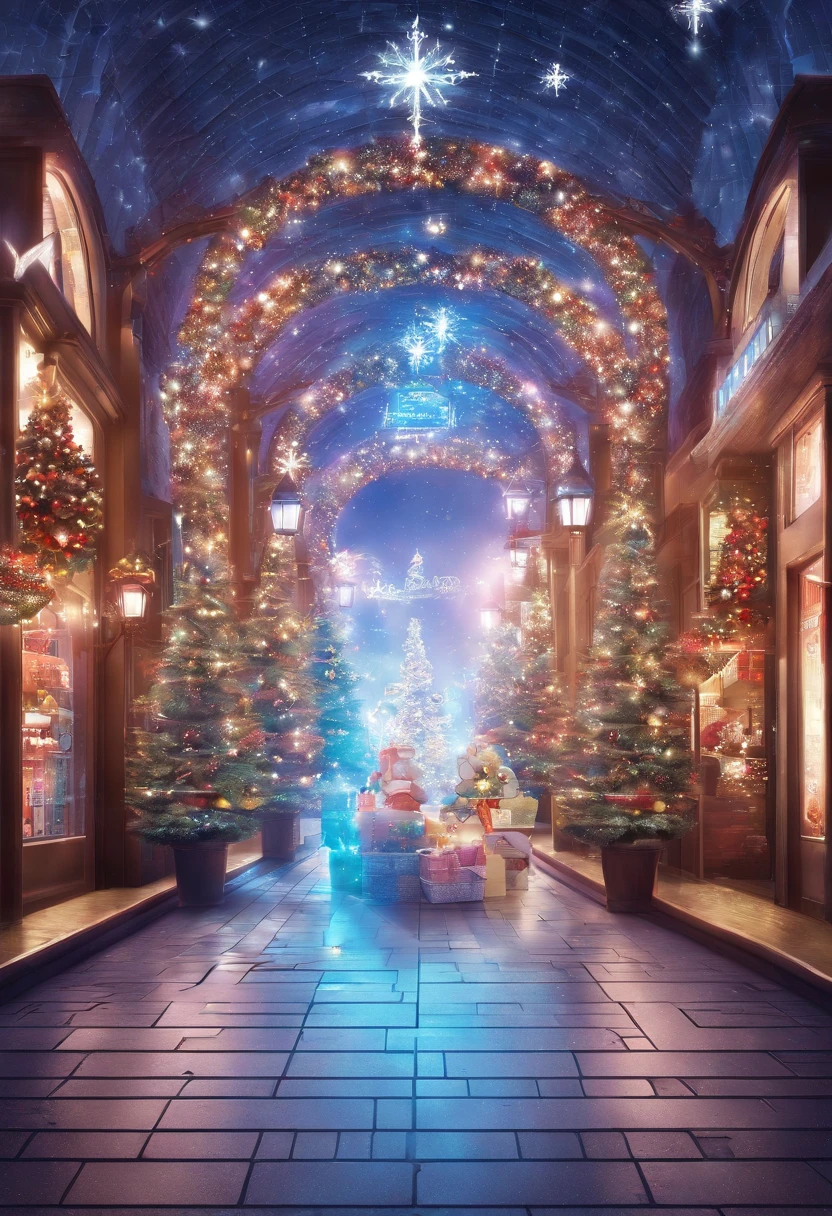 stunning christmas illuminations、Glowing lighting、illuminated tunnel