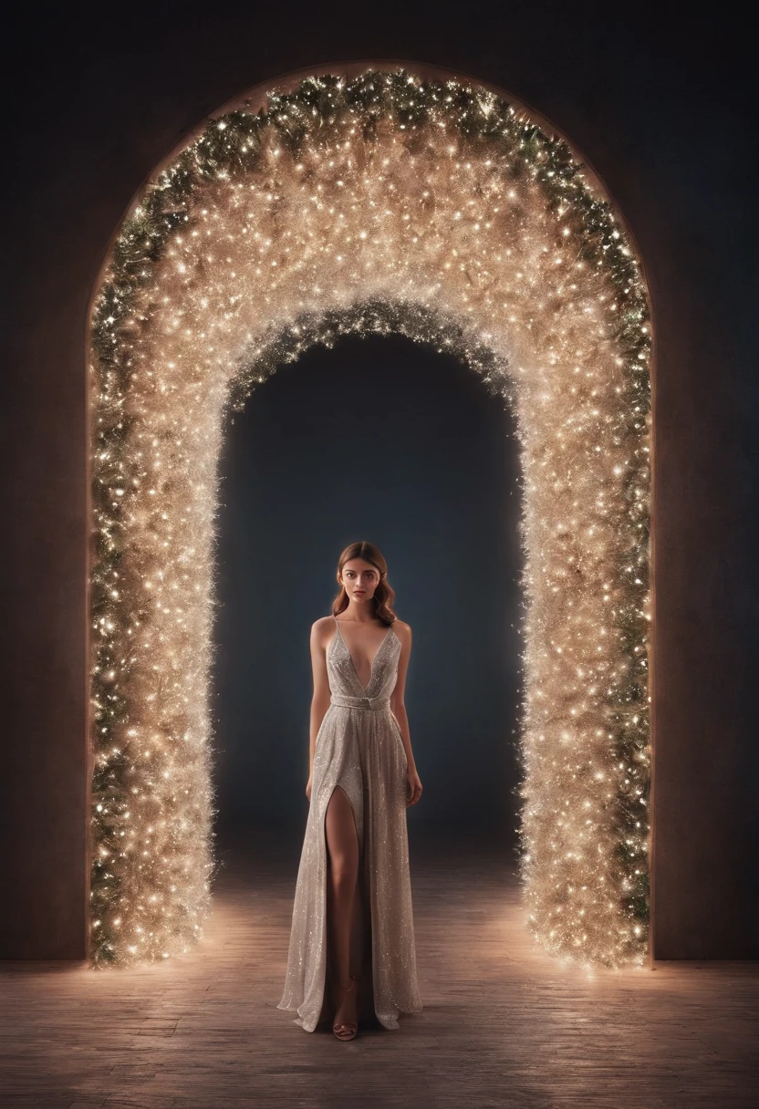 stunning christmas illuminations、Glowing lighting、illuminated tunnel