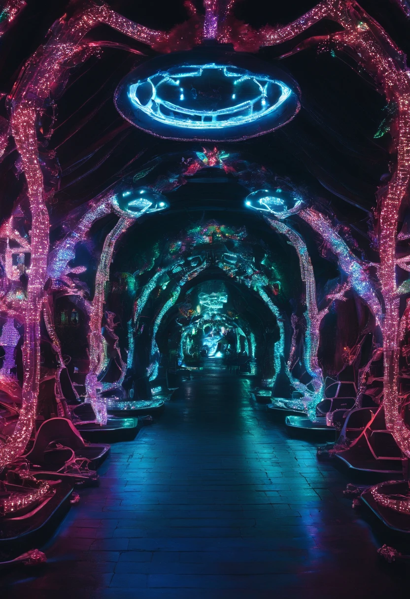 stunning christmas illuminations、Glowing lighting、illuminated tunnel