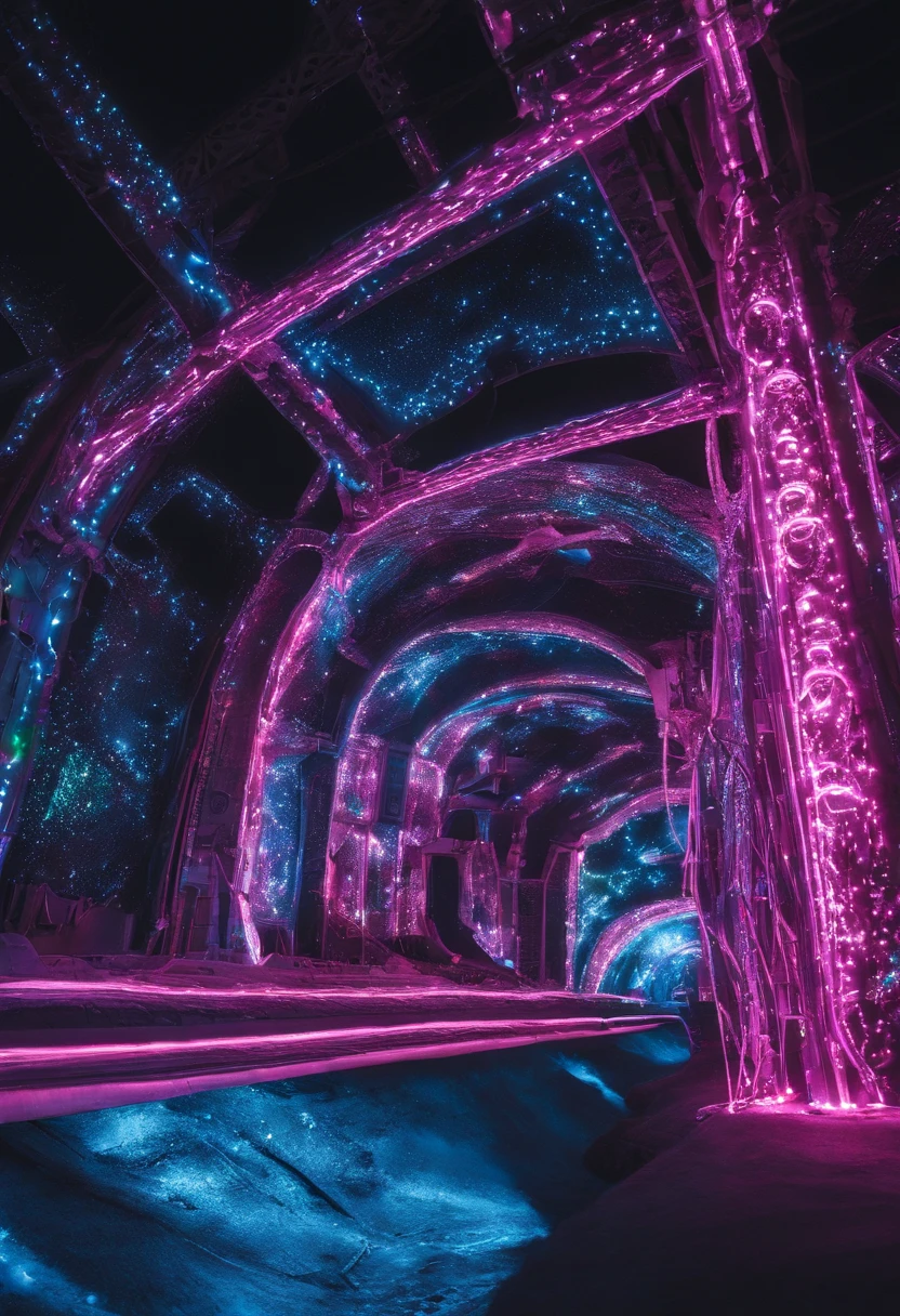 stunning christmas illuminations、Glowing lighting、illuminated tunnel