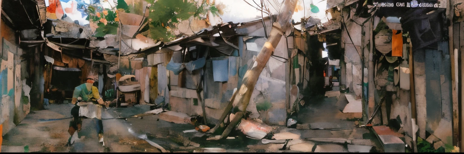 A man rides a tricycle along a narrow street, Back alley, Taken in the late 1980s, In an alley, Taken in the early 90s of the 20th century, shady alleys, In a narrow Chinese alley, flagstone road、old trees、the setting sun。