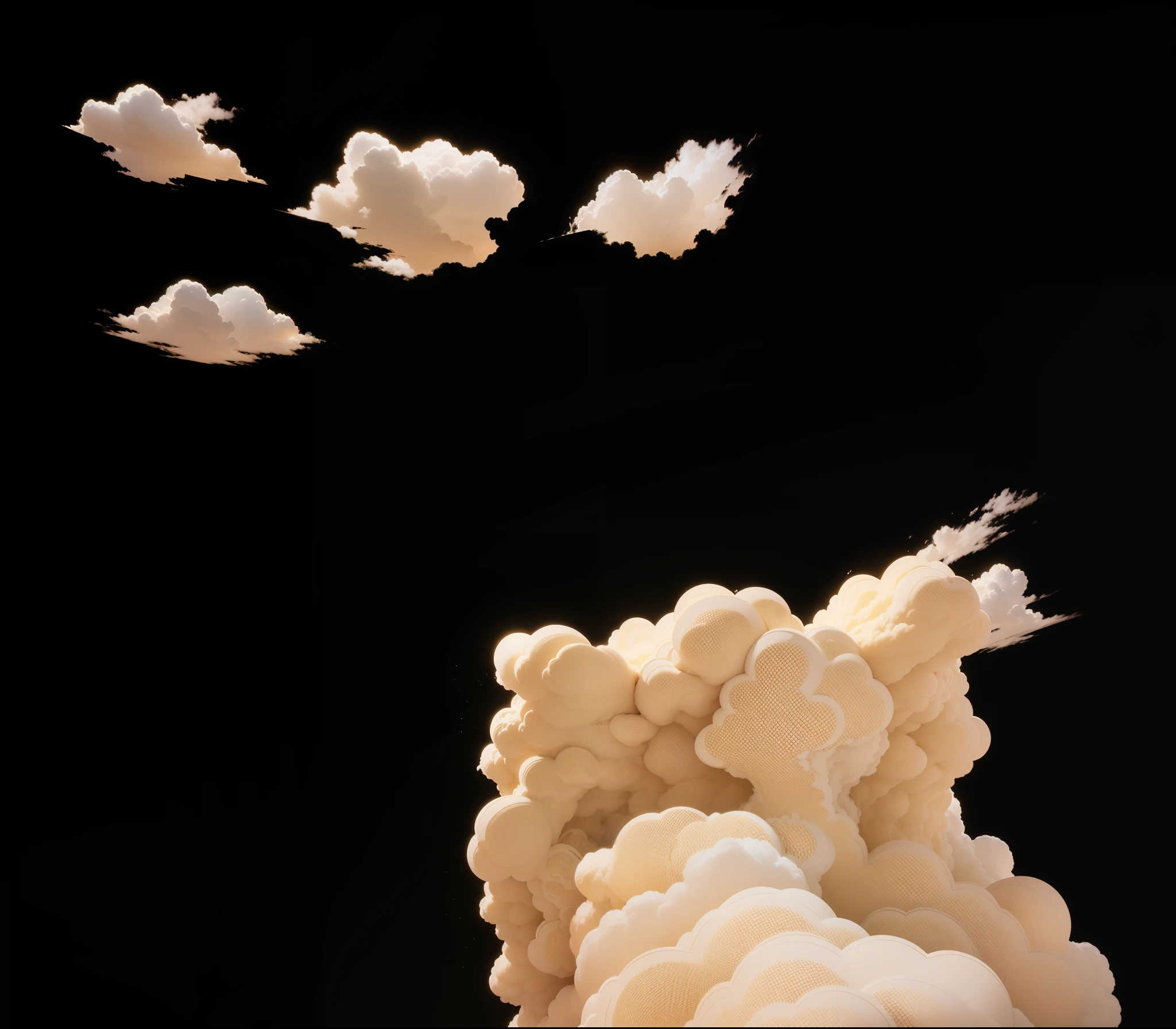 Yellow clouds,3d,with black background