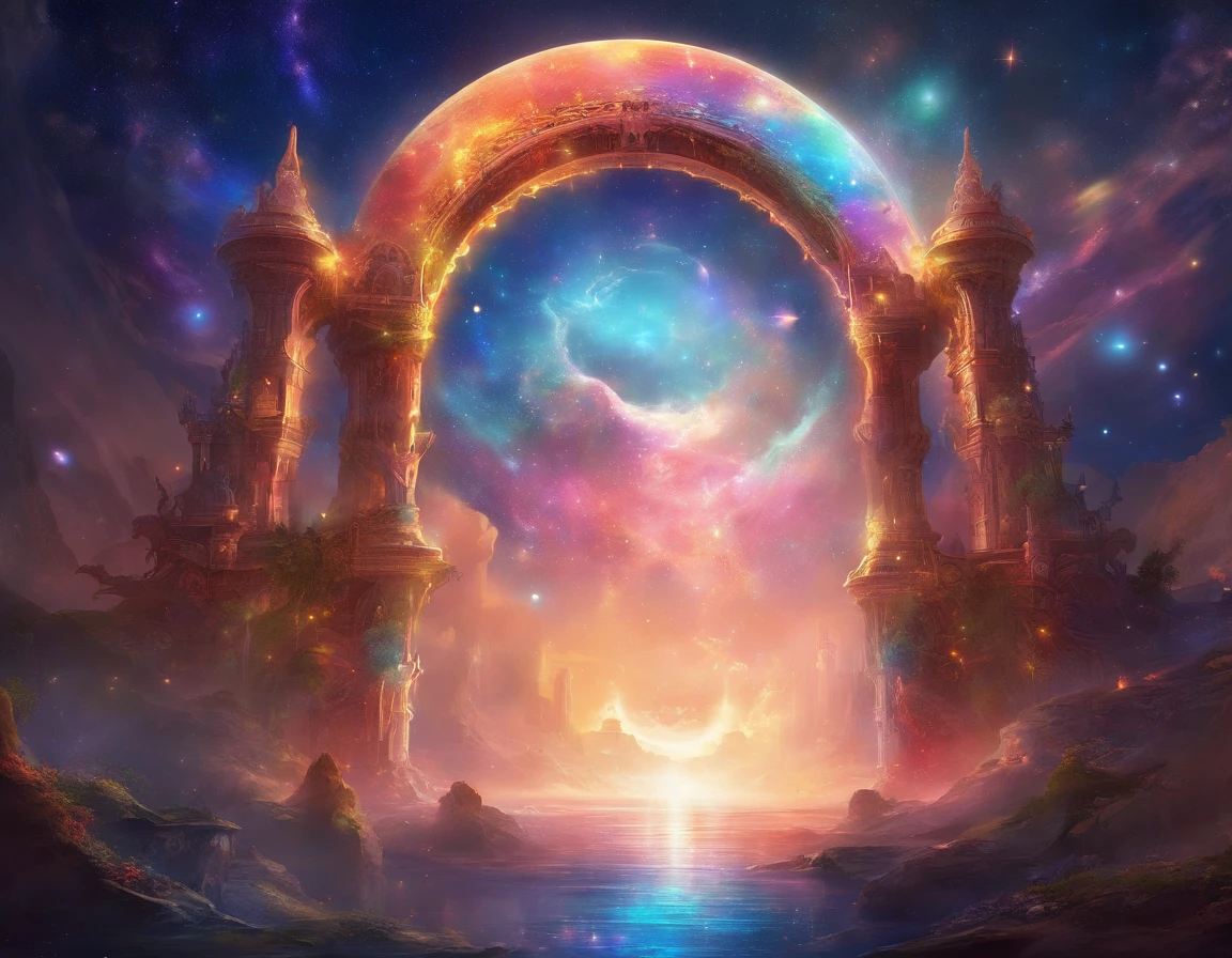 Cosmic Divine Arch, bright and clear eyes, biomechanical, change, casual, Edo , cosmos ,majestueux, Very bright colors, light Particle, In bright light, Musif, Wallpaper Art, UHD Wallpapers