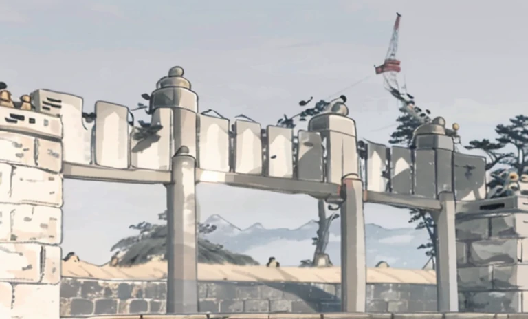 the great wall,The Great Wall of Steel,Beacon,Modern technology military gate,Full of technology,Metallic,military bunker,Armed,There is a muzzle,the great wall
