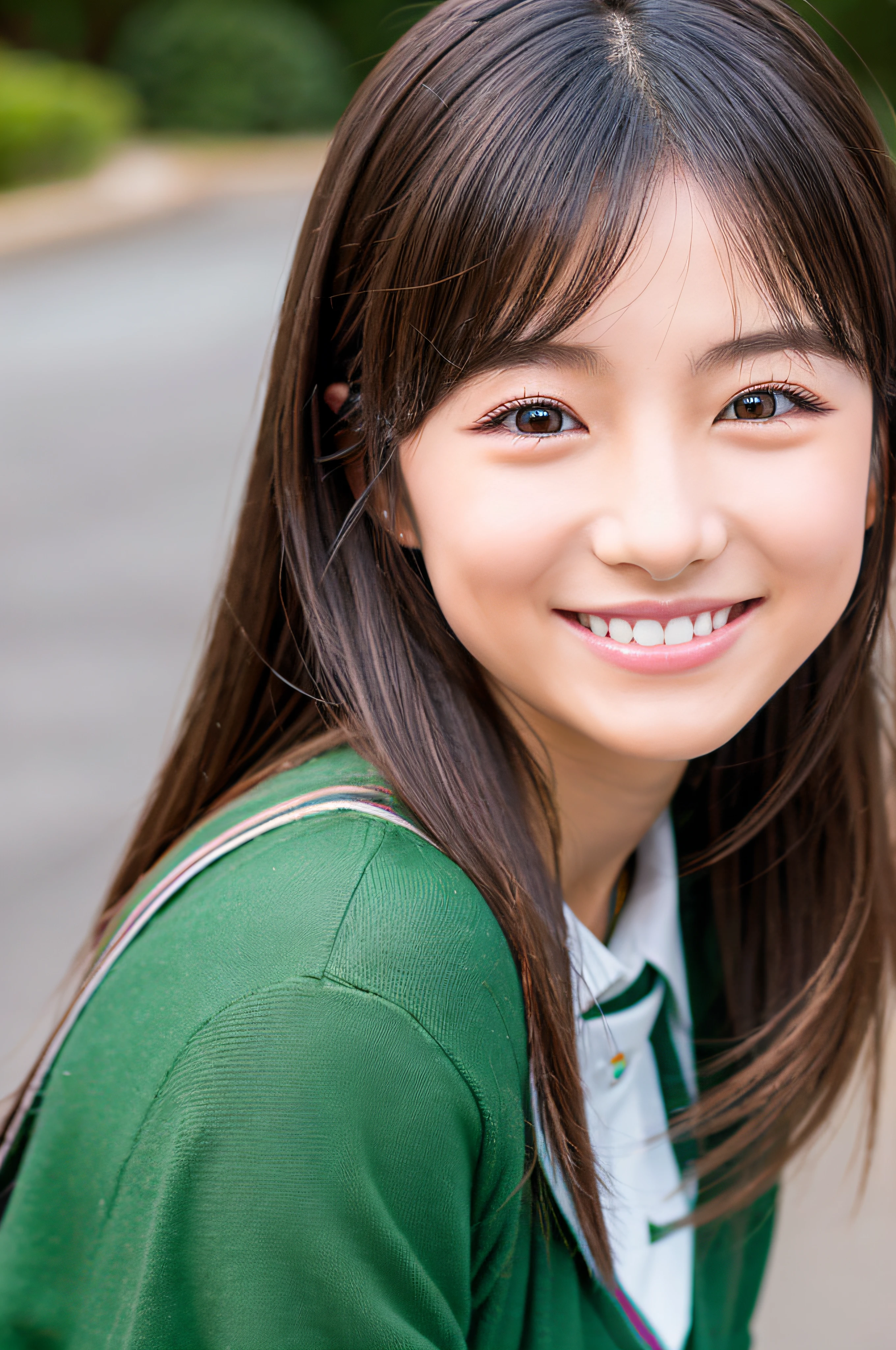 Japanese high school girl、A smile、eye shadow