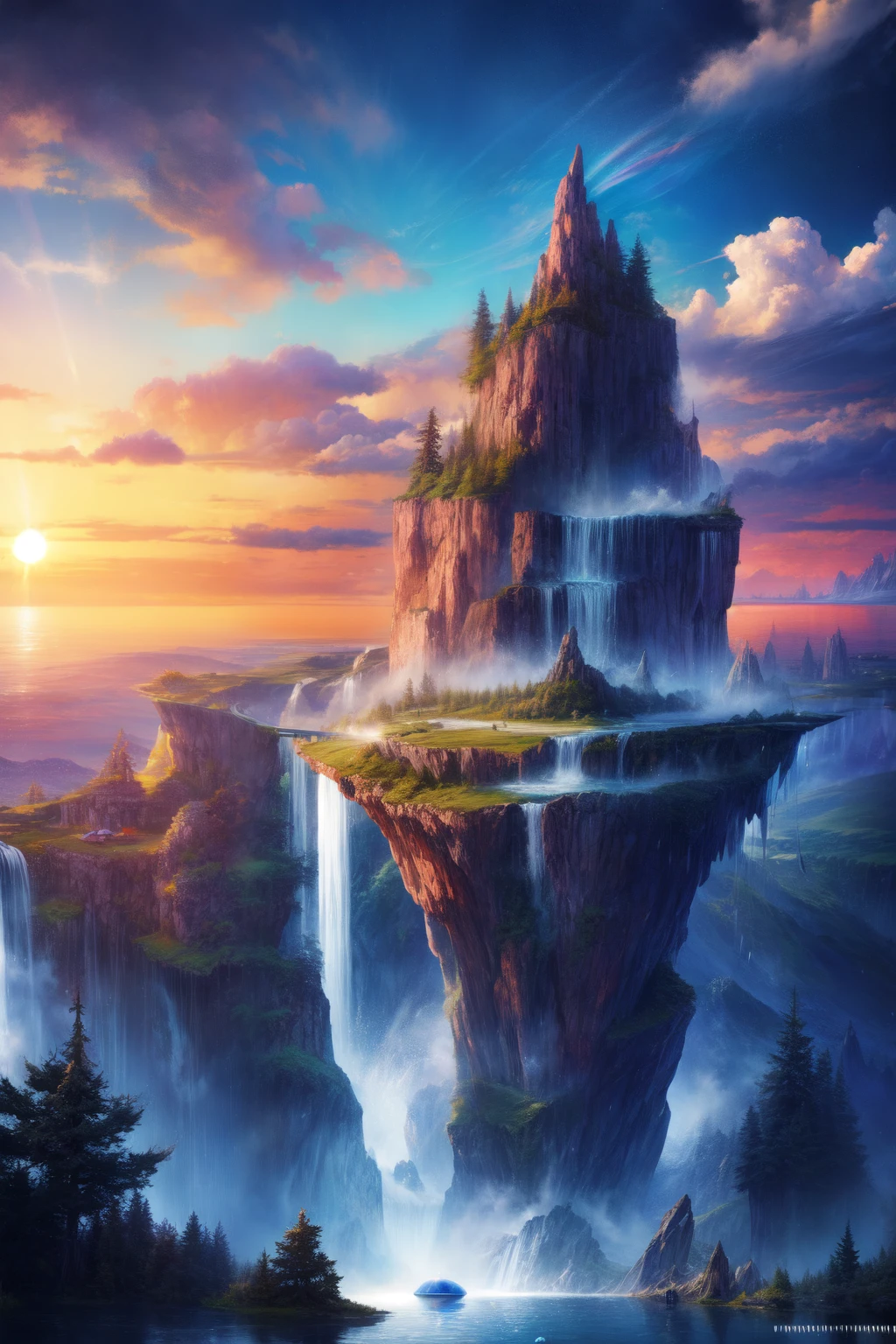 tmasterpiece, Best quality at best, high high quality, extremely detaild的 CG unified 8k wallpapers, {《(The scenery inside the giant crystal ball)》, Outdoor sports, sky sky, clouds, daysies, without humans, Monte, The landscape, Eau, that tree, blue-sky, waterfall man, precipice, natural, lake, floods, The sky is mostly cloudy,award winning photography, bokeh, depth of fields, HighDynamicRange, full bloom, color difference ,realistically,The content is very detailed, Hot topics on artstation, CG social dynamics, iintricate, high detal, theatrical, halfway art},