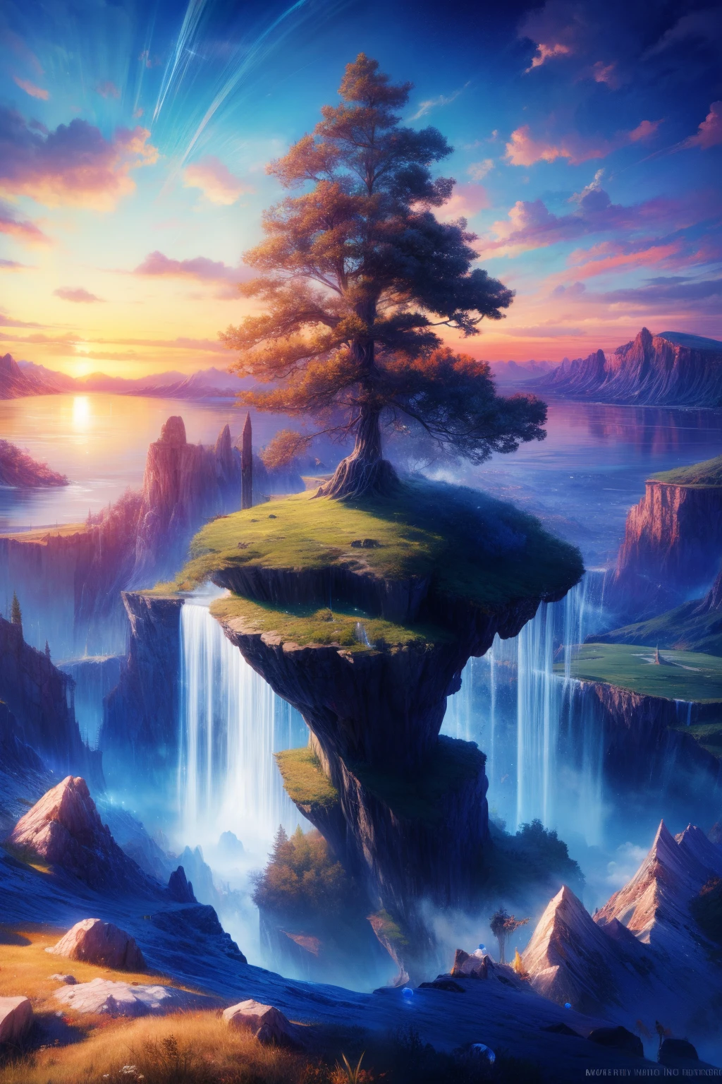 tmasterpiece, Best quality, high high quality, extremely detaild的 CG unified 8k wallpapers, {Landscape inside a giant crystal ball}, Outdoor sports, sky sky, cloud, day, without humans, Monte, The landscape, Eau, that tree, blue-sky, waterfall man, precipice, natural, lake, floods, The sky is mostly cloudy,award winning photography, bokeh, depth of fields, HighDynamicRange, full bloom, color difference ,realistically,The content is very detailed, Hot topics on artstation, CGsociety trends, iintricate, high detal, theatrical, halfway art
