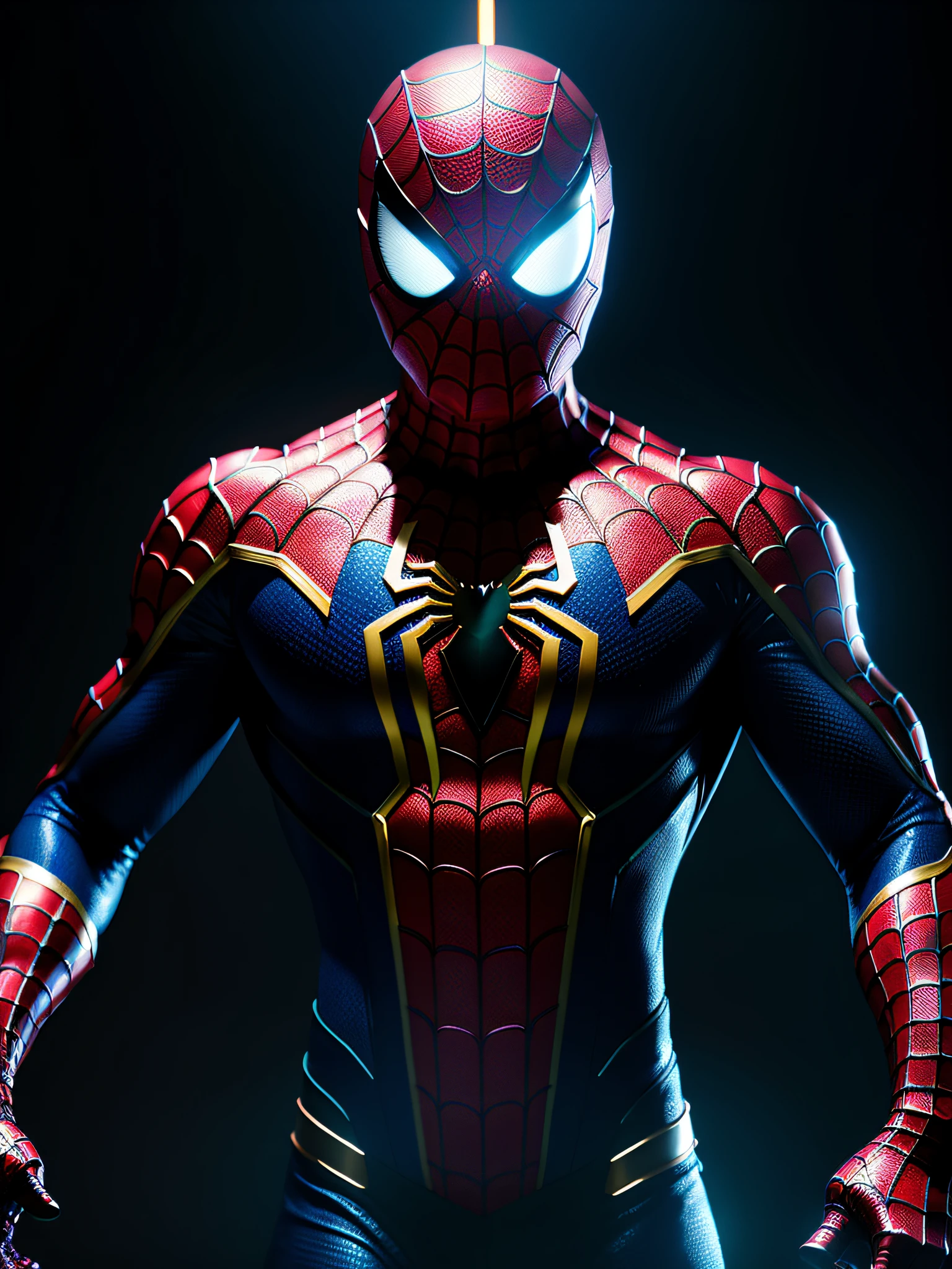 midjourny-v4 style, Professional Photoshot medium a spiderman perfectly played by gwen Stacy with highly detailed intricate cybernetics outfit, highly detailed beautiful face, standing in darkness with black particles surrounded the body, proportional body shape + perfect anatomy, symetrical dynamic pose, volumetric shadow, neon glowing dust particles effect + detailed particles, full hd render + 3d octane render + unreal engine 5 graphic 4k UHD + immense detail + dramatic lighting + well lit + intricate + fine details + octane render + Ray tracing + 8k + sharp focus + high vibran contrast, in the style Marvel style, trending on ArtStation