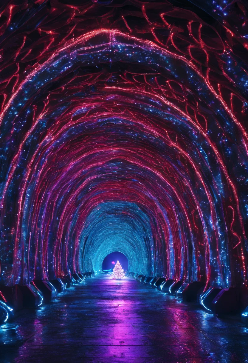 stunning christmas illuminations、Glowing lighting、illuminated tunnel