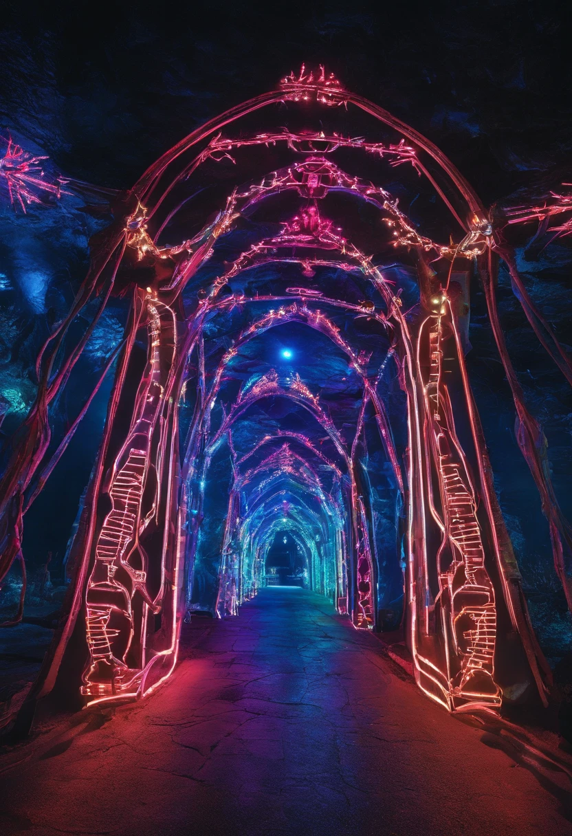 stunning christmas illuminations、Glowing lighting、illuminated tunnel