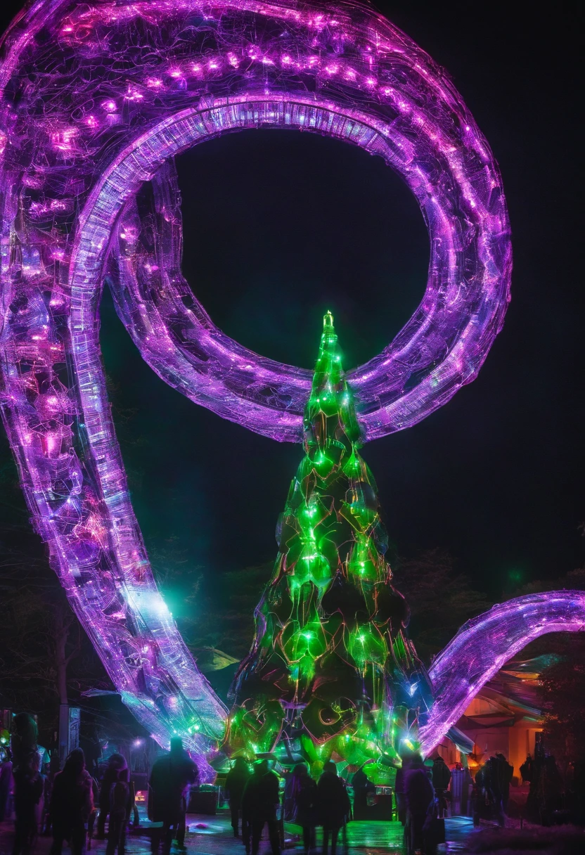 stunning christmas illuminations、Glowing lighting、illuminated tunnel