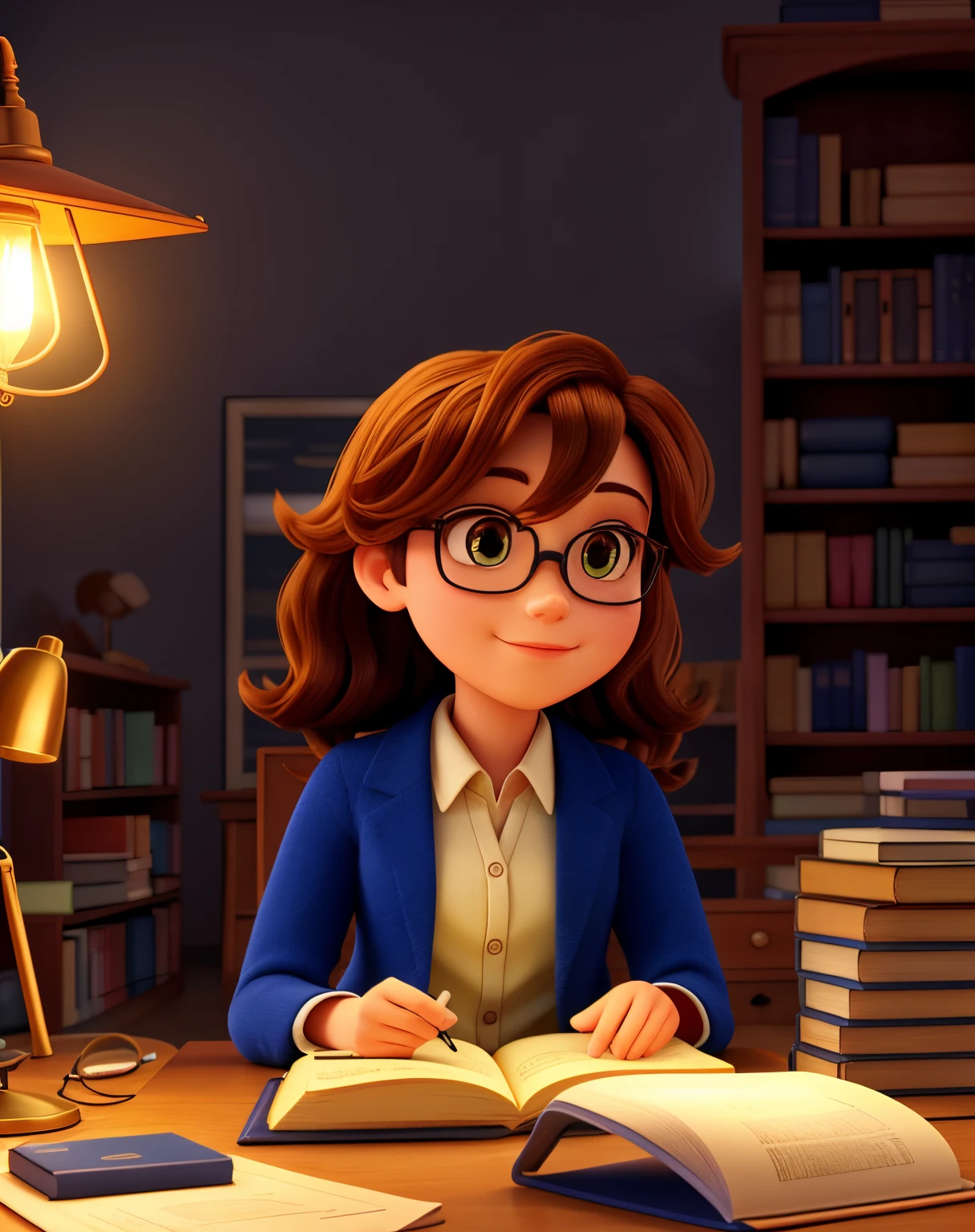 Under the illumination of the light, library background,No one