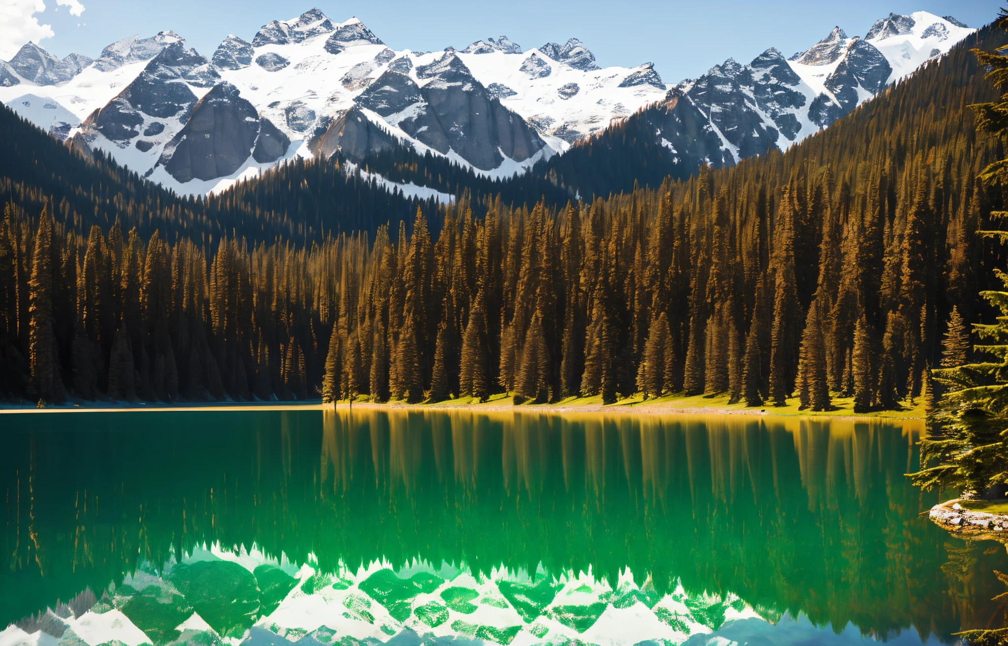 Lake, mountain and trees