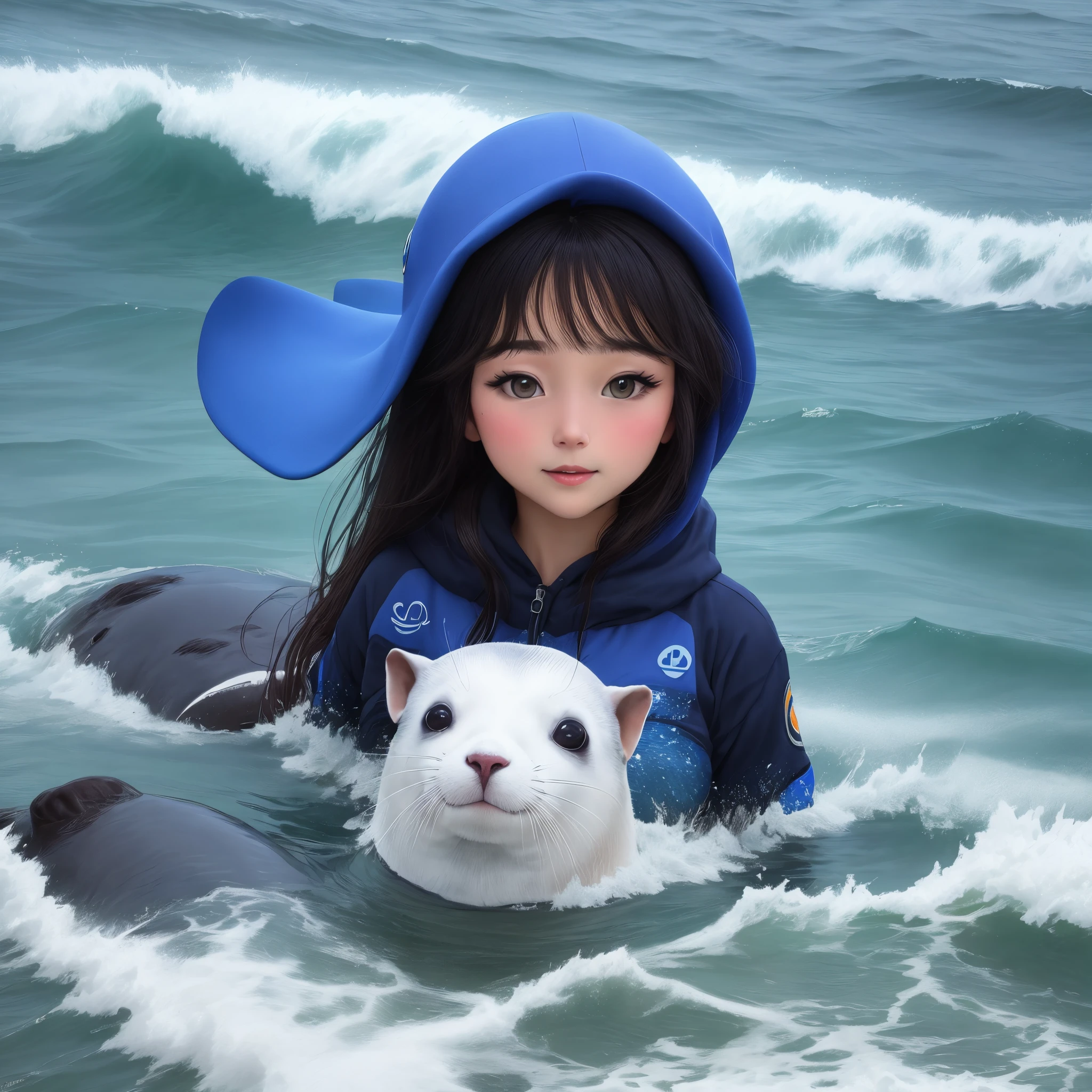 Una foca azul