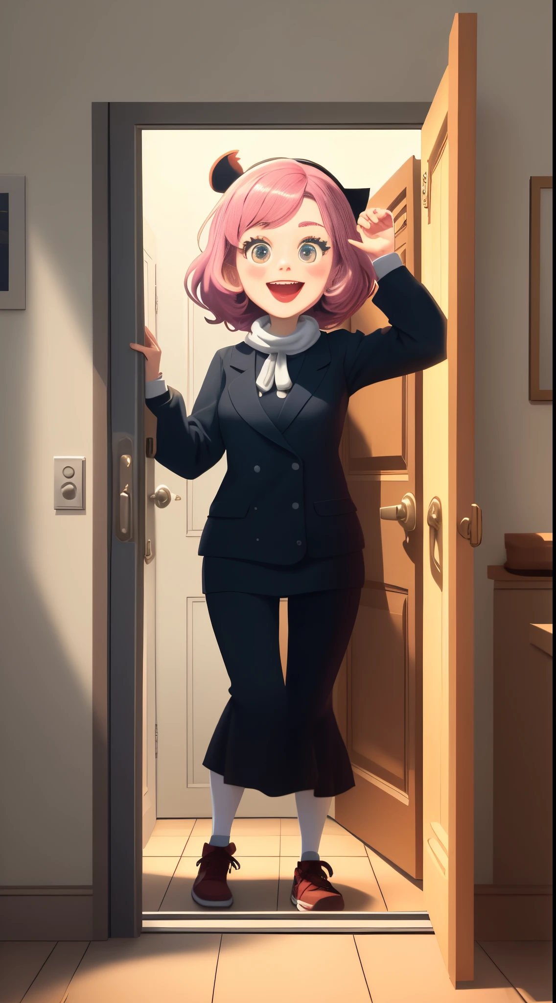the letter x opening a door with cartoon glives on its hands