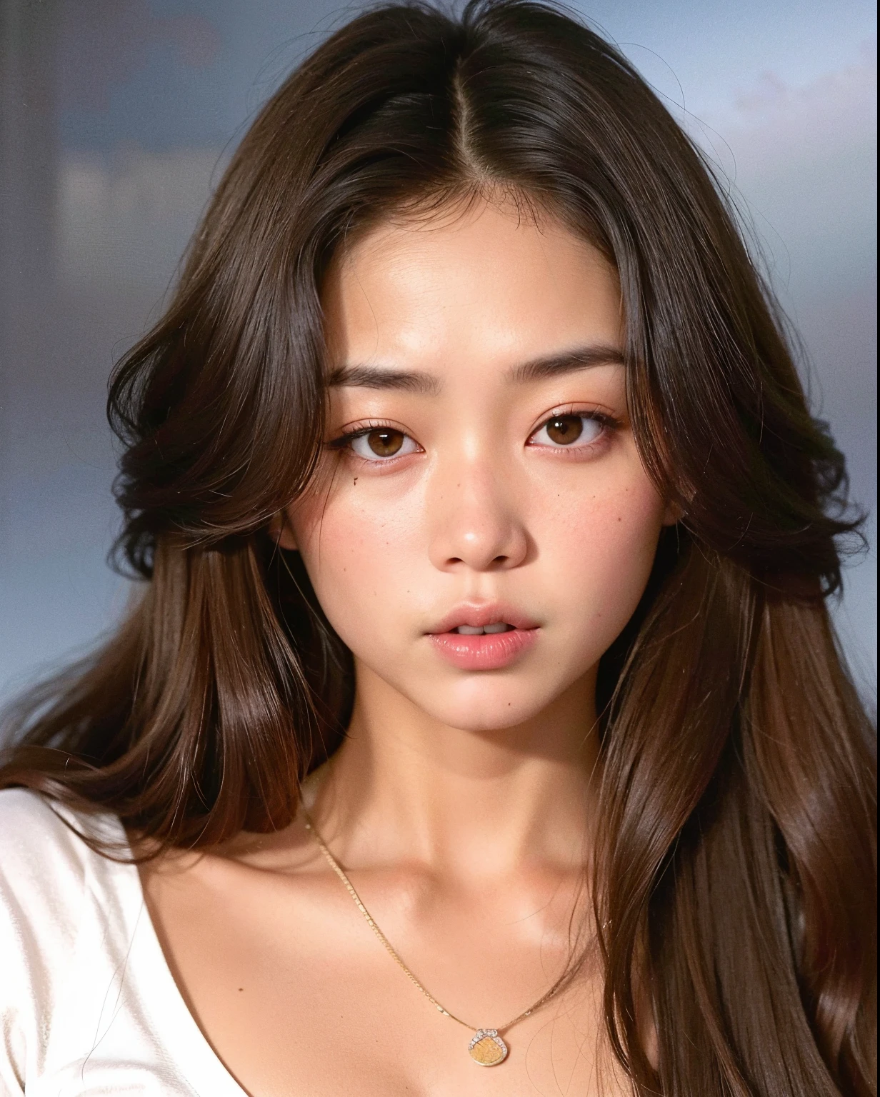 Un primer plano de una mujer con cabello largo con una camisa blanca, Blackpink Jennie, Akiko Takase, Toma la zona, Kiyoko Suzuki, Yoshitomo Nara, Aoi Ogata, Natsumi Mukai Artwrok, Rinko Kawaichi, Publicado Itagaki, Actriz femenina de Corea