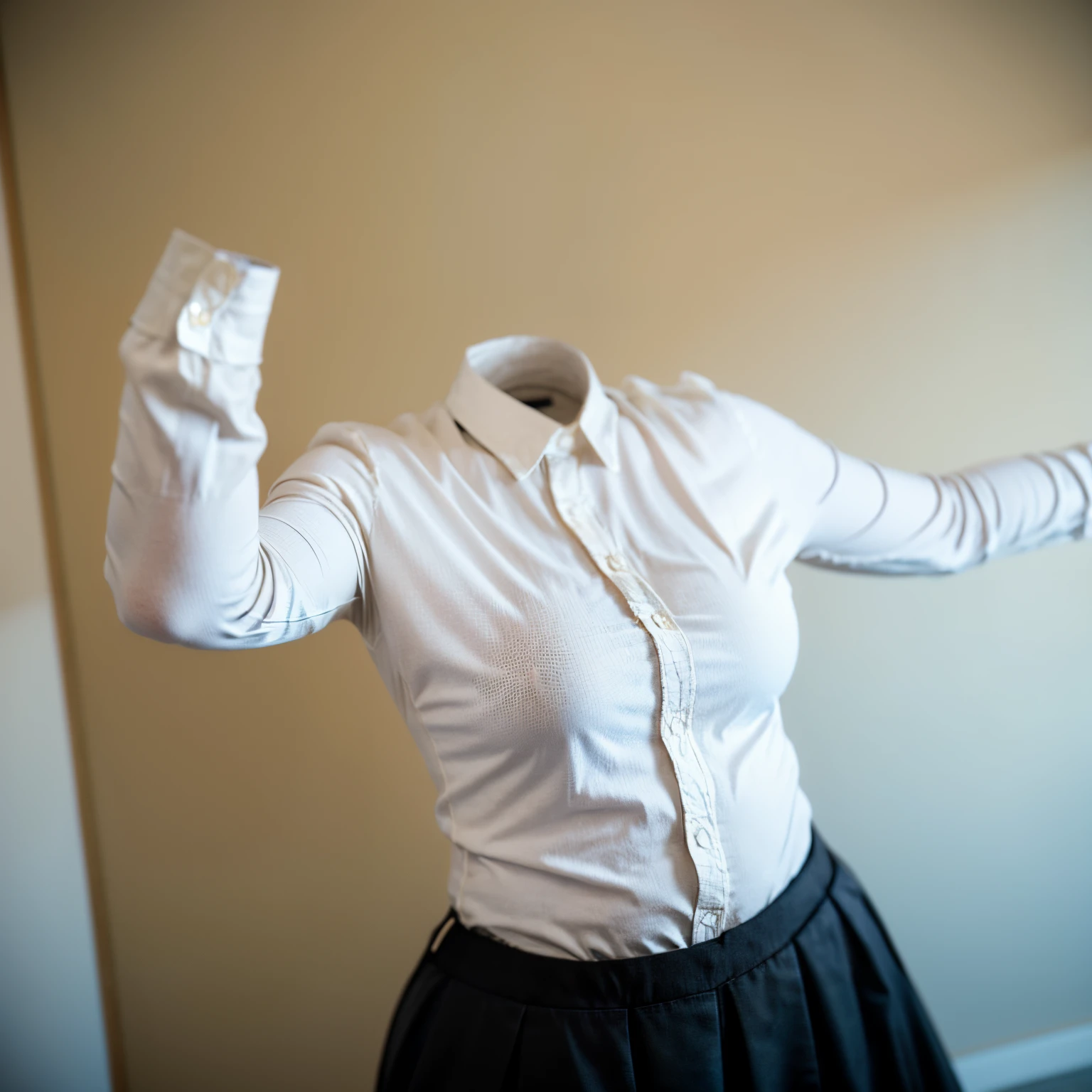 chubby, fat, long sleeve, school uniform, classroom, high school, (Seductive pose), (invisible:1.5, no humans:1.5, headless:1.5, faceless:1.5), (cute big breasts), (close-up shot of breasts), (8k, RAW photo, best quality, masterpiece:1.2), (realistic, photo-realistic:1.37), photon mapping, radiosity, ((Hasselblad photography)), physically-based rendering
