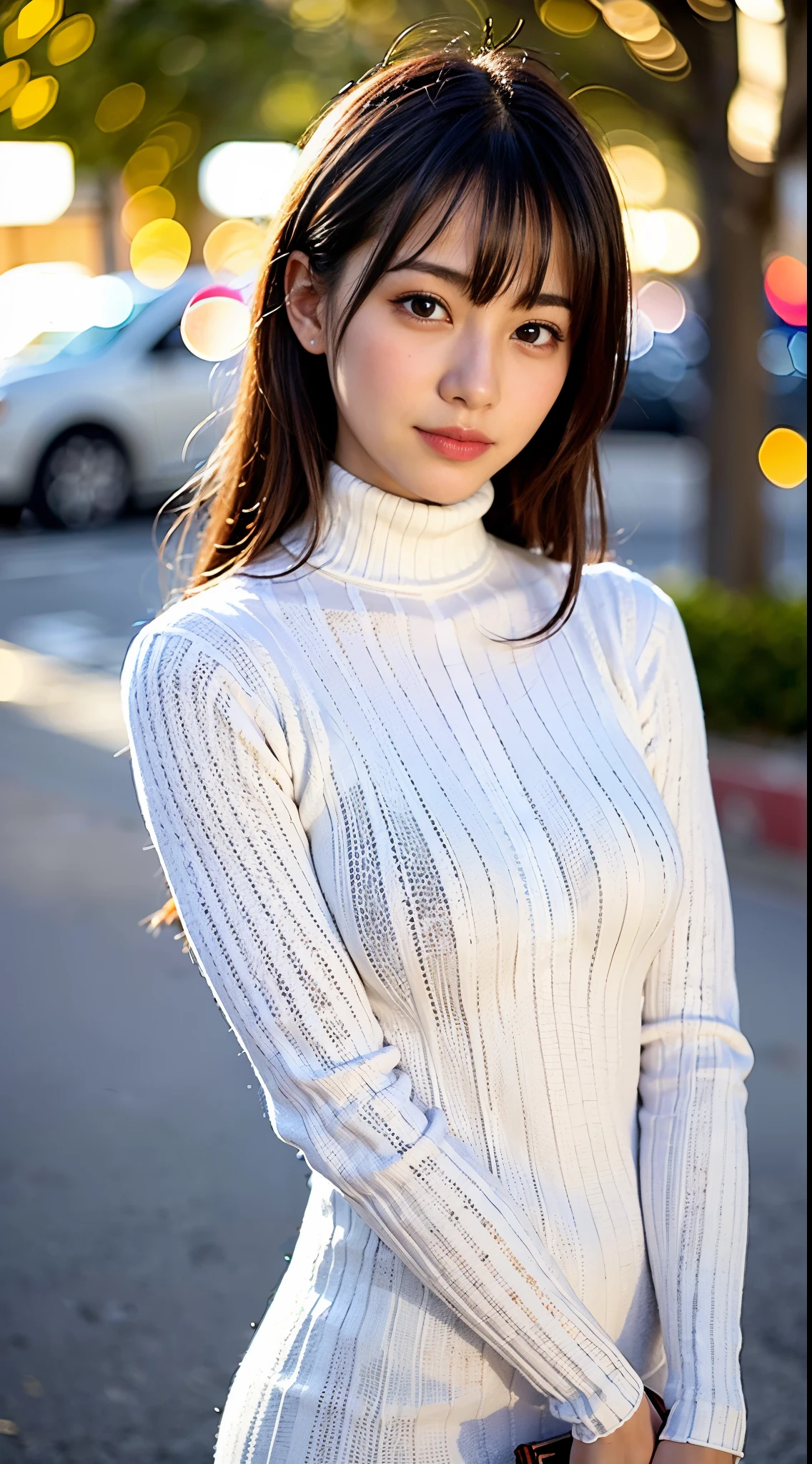 (Symmetrical, Colorful geometric arabesque pattern composition, Flowers, Shining with bubbles and splashes), BREAK, (1girl in), (18 years old), Super beautiful detailed face, shyly smile, Symmetrical black eyes, Small breasts), BREAK, (Red Hounstooth Court:1.4), (Off-White Turtleneck Sweater Dress:1.3), dark brown hair, half updo, (Fine face:1.2), BREAK, High quality, Realistic, extremely detailed CG unified 8k wallpaper, Highly detailed, High-definition raw color photos, Professional Photography, Realistic portrait, Cinematic Light, Beautiful detailed, Super Detail, high details, (((Bokeh))), depth of fields, illumination, Super stylish lighting